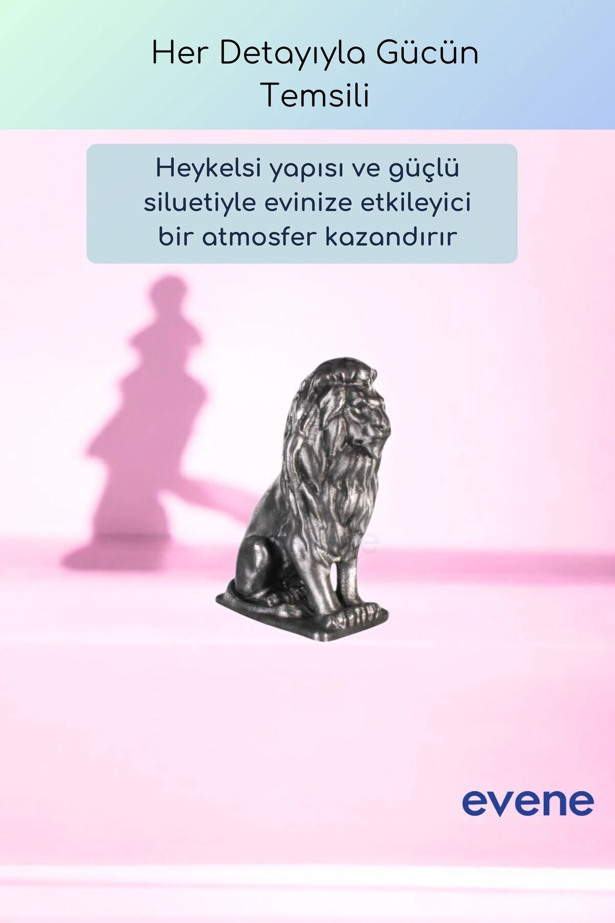 Dekoratif Obje Biblo Ev Dekorasyon Heykel Salon Masa Üstü Süs Eşyası Aslan Gümüş Eskitme Model 57