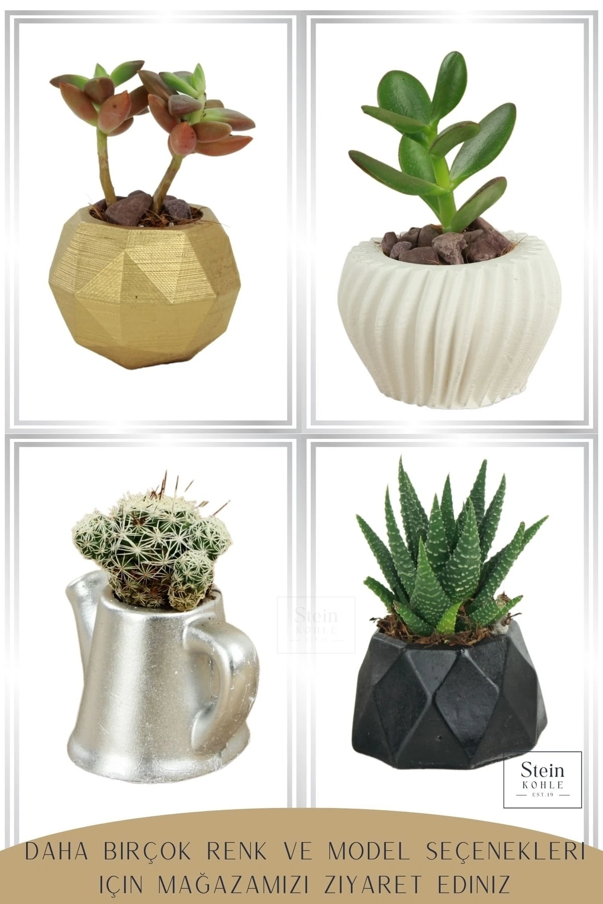 Dekoratif Saksı Minik Kaktüs Saksısı Beyaz Renk 1 Adet Derin Çizgili Spiral Model