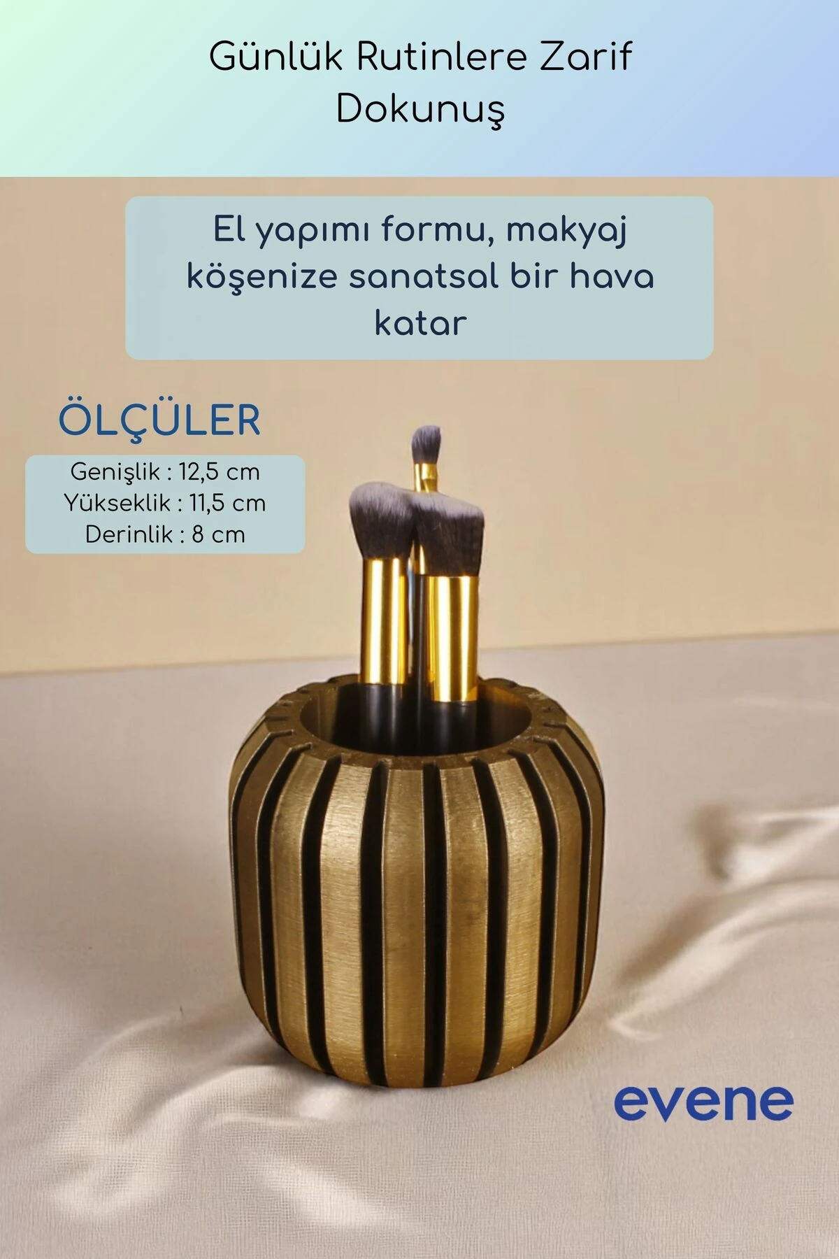 Makyaj Organizeri Makyaj Fırçalığı Makyaj Organizer Düzenleyici Altın Eskitme Renk Model 79