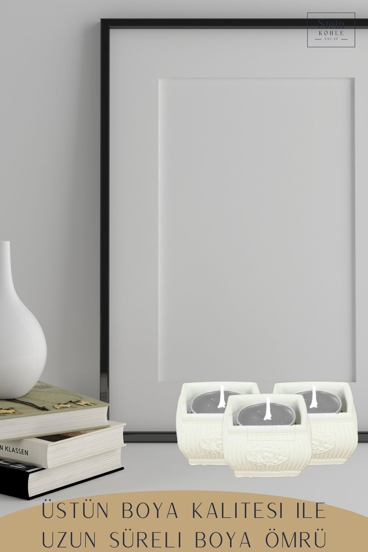 Şamdan Dekoratif Mumluk Beyaz Şamdan Tealight Mum Uyumlu Mini Çizgili Çiçekli Model