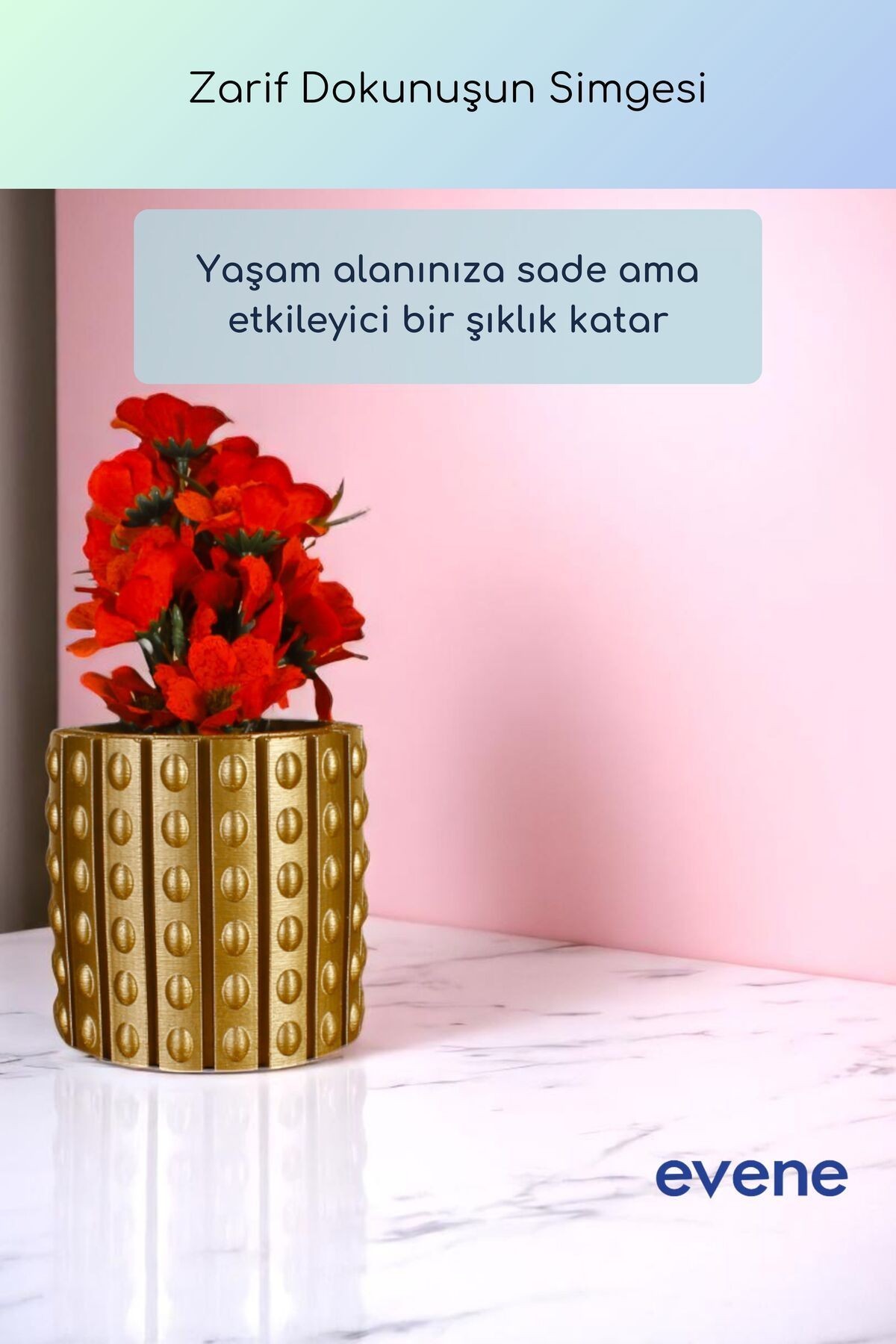 Vazo Küçük Vazo Masa Üstü Vazo Ev Dekorasyon Vazo Altın Renk Model 91