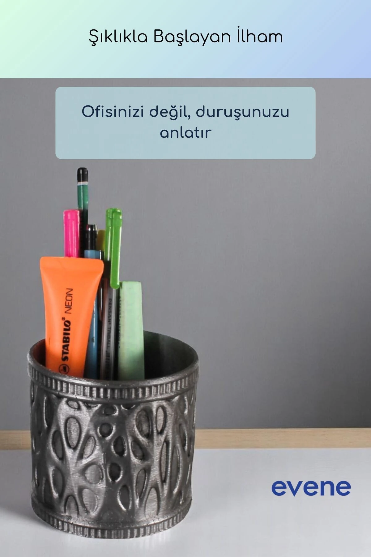 Kalemlik Masa Kalemliği Organizer Kalemlik Gümüş Eskitme Renk Model 76