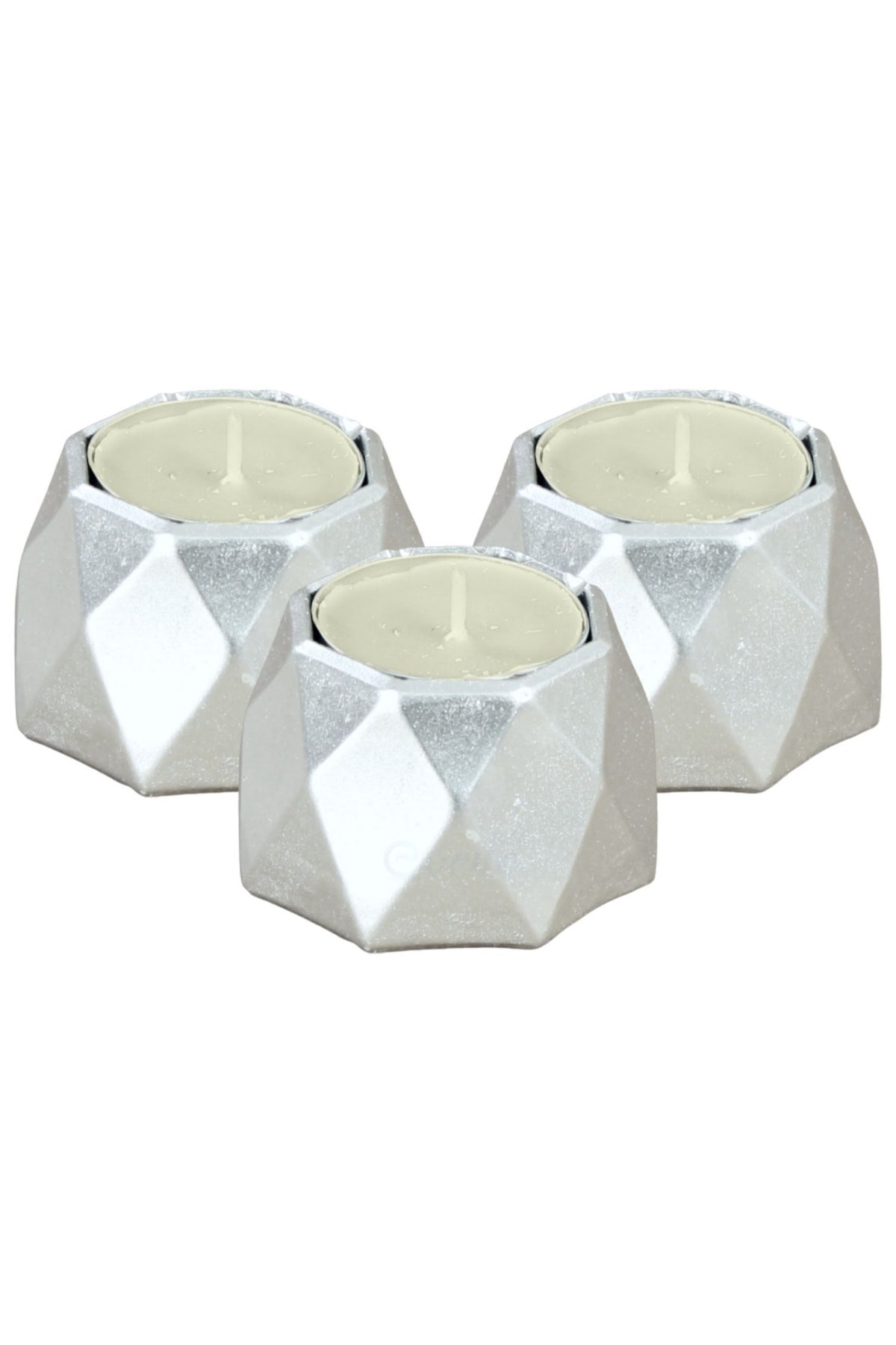 Gümüş Mumluk Şamdan 3 Adet Tealight Uyumlu Poly 1 Küçük Model
