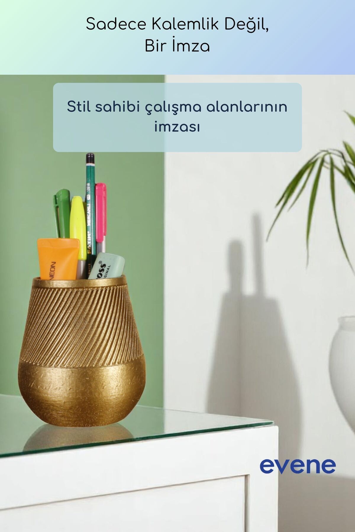 Kalemlik Masa Kalemliği Organizer Kalemlik Altın Renk Model 89