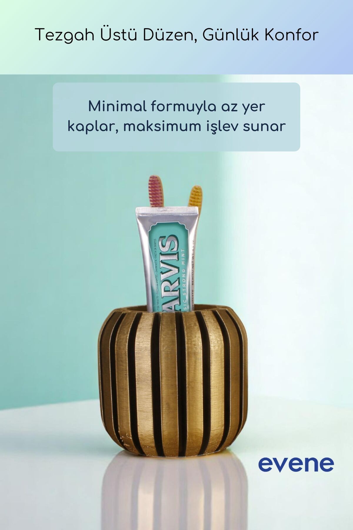 Diş Fırçalığı Diş Fırçalık Diş Fırçası Standı Diş Fırçası Tutucu Altın Eskitme Model 79