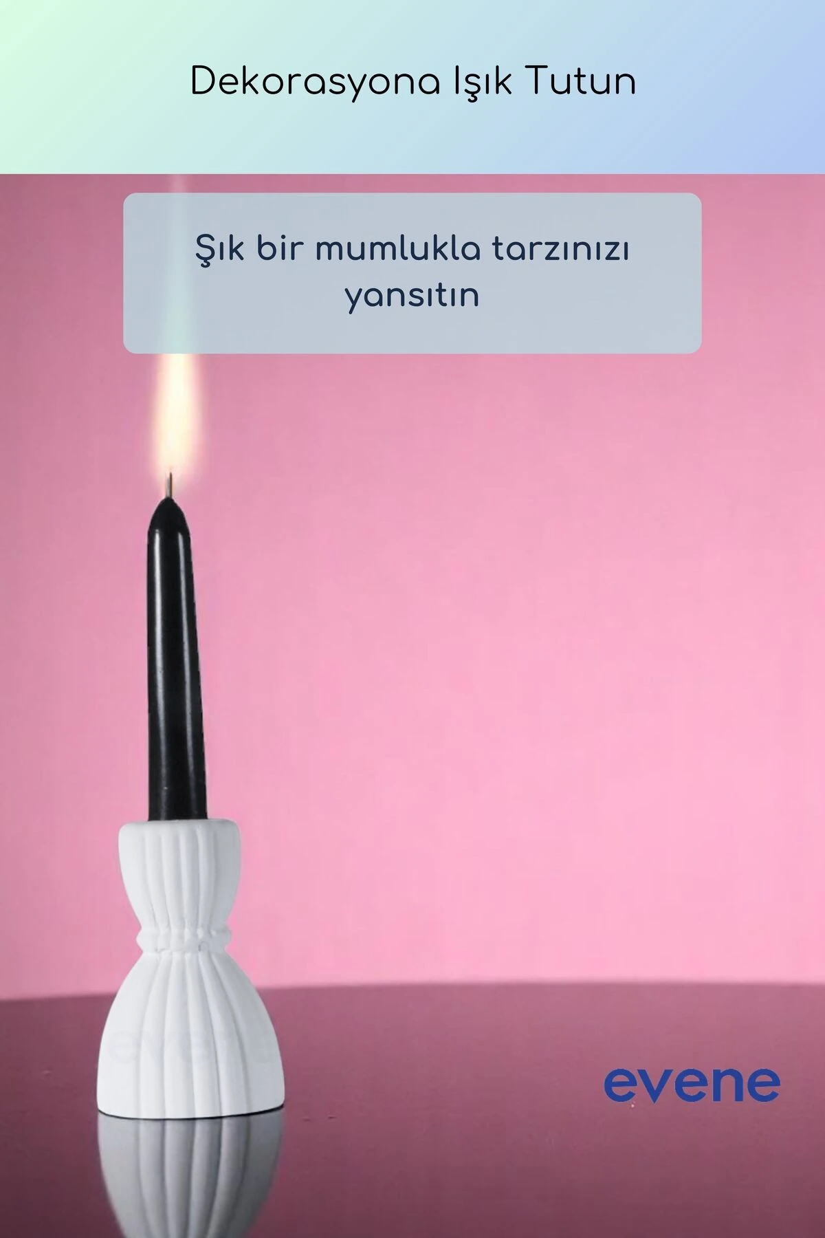 Mumluk Şamdan Ince Mum Uyumlu Beyaz Renk Model 64