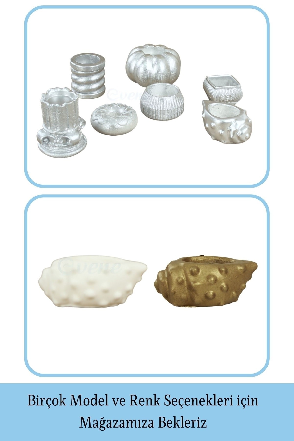 Gümüş Mumluk Şamdan Tealight Mum Uyumlu Deniz Kabuğu Model