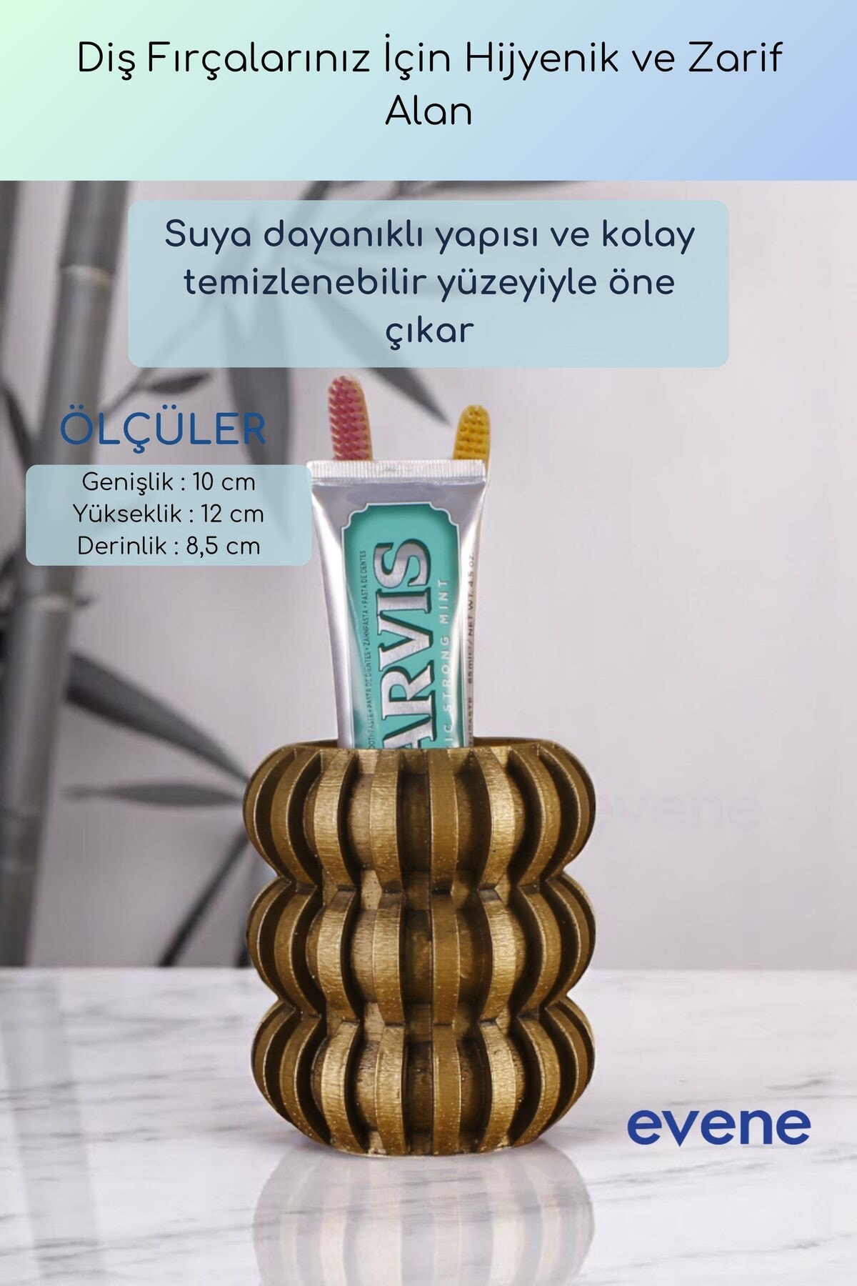 Diş Fırçalığı Diş Fırçalık Diş Fırçası Standı Diş Fırçası Tutucu Altın Eskitme Model 75