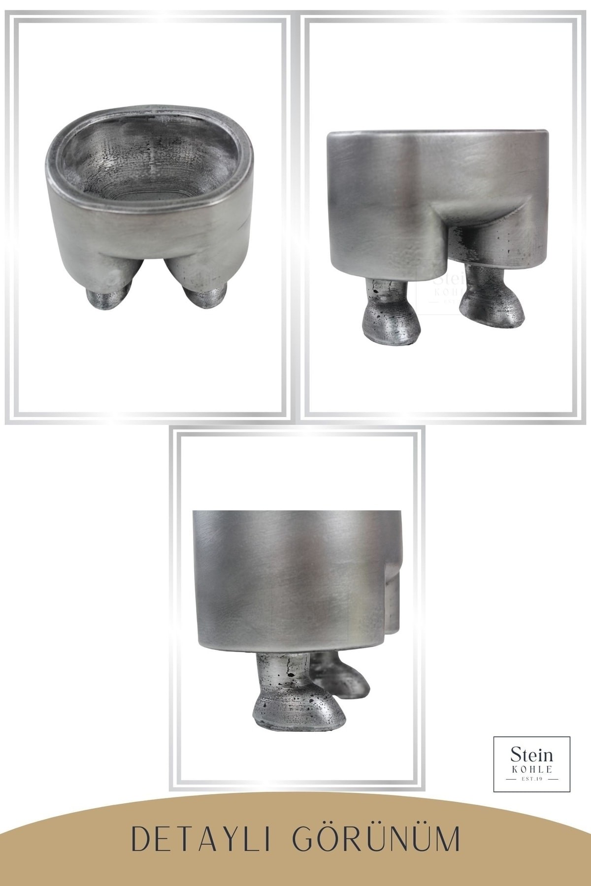 Çiçek Saksısı Büyük Boy 1 Adet Gümüş Renk Eskitme Uygulamalı Pantolon Model