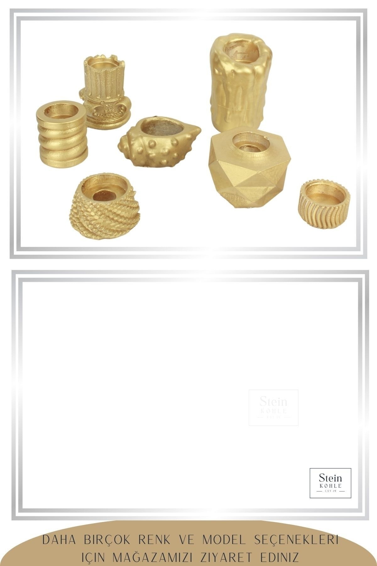 Şamdan Dekoratif Mumluk Altın Şamdan Set 3 lü (Üçlü) Tealight Uyumlu Poly 2 Model