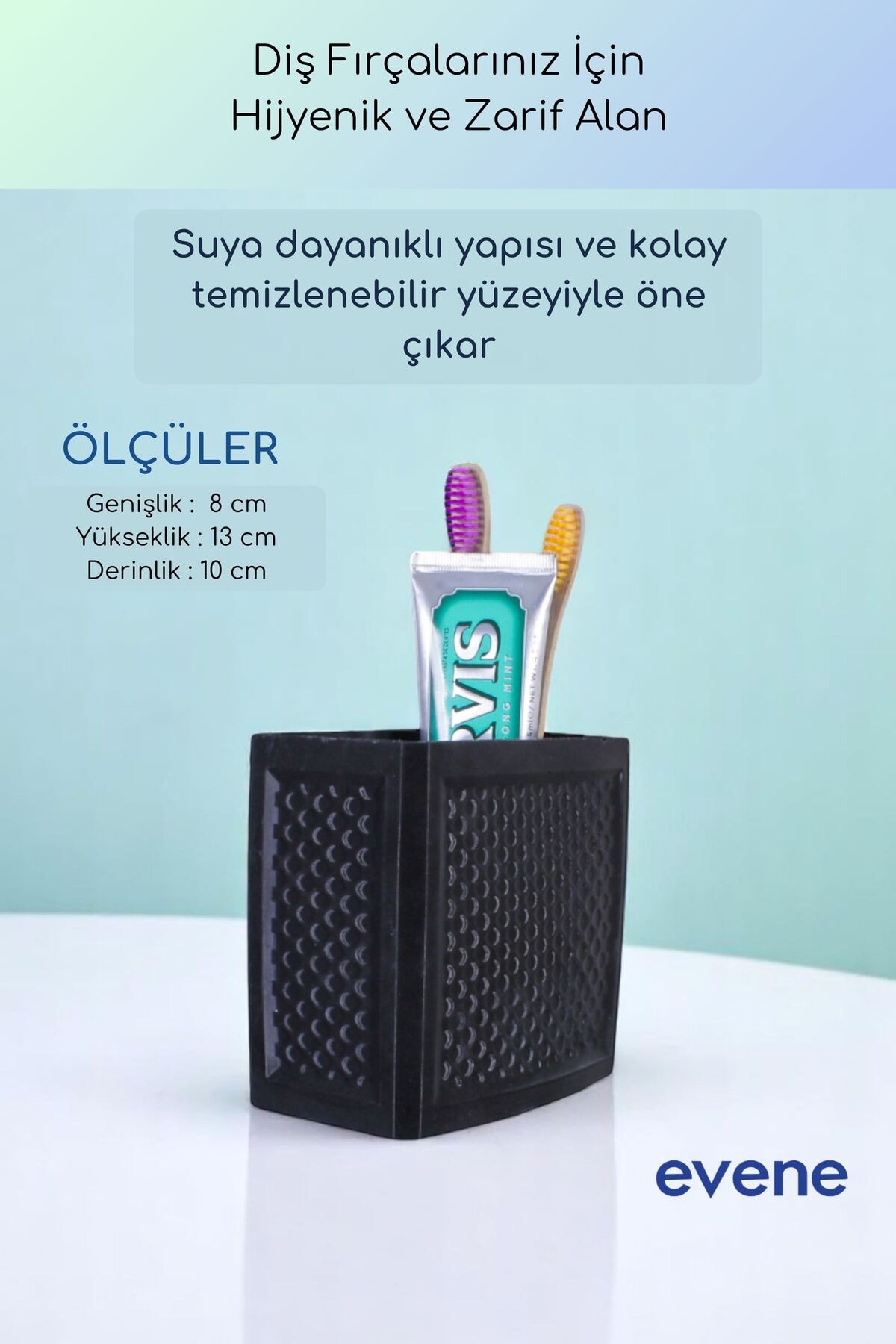 Diş Fırçalığı Diş Fırçalık Diş Fırçası Standı Diş Fırçası Tutucu Siyah Renk Model 92