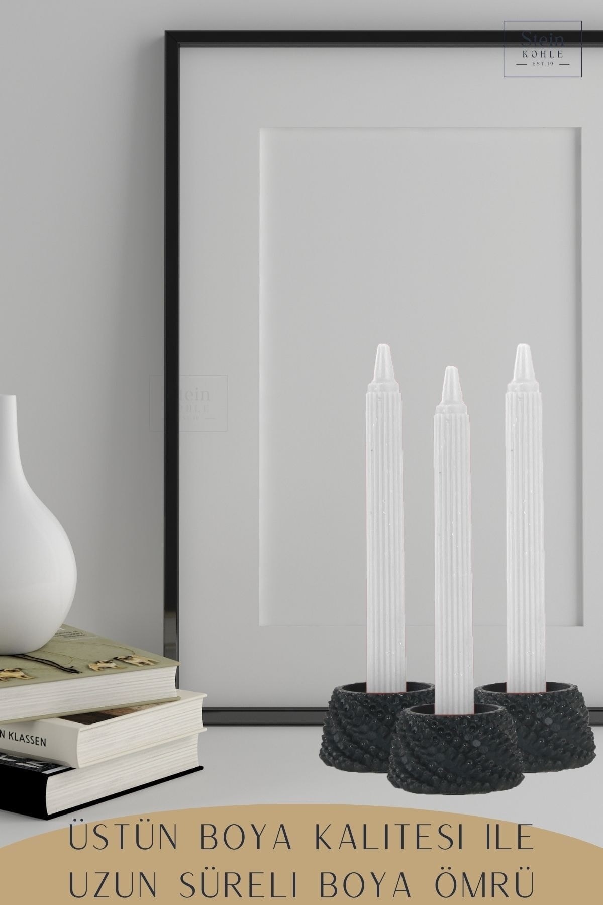 Şamdan Dekoratif Mumluk Siyah Şamdan Tealight ve Uzun Mum Uyumlu Ejderha Yumurtası Model