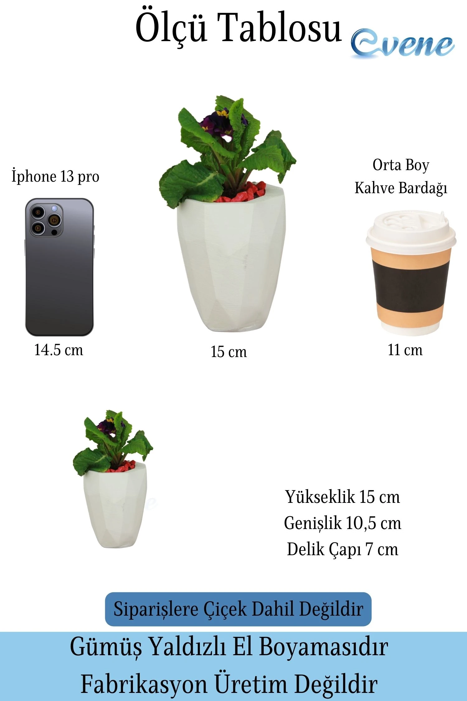 Çiçek Saksısı Beyaz Beton Saksı Model Uzun Poly