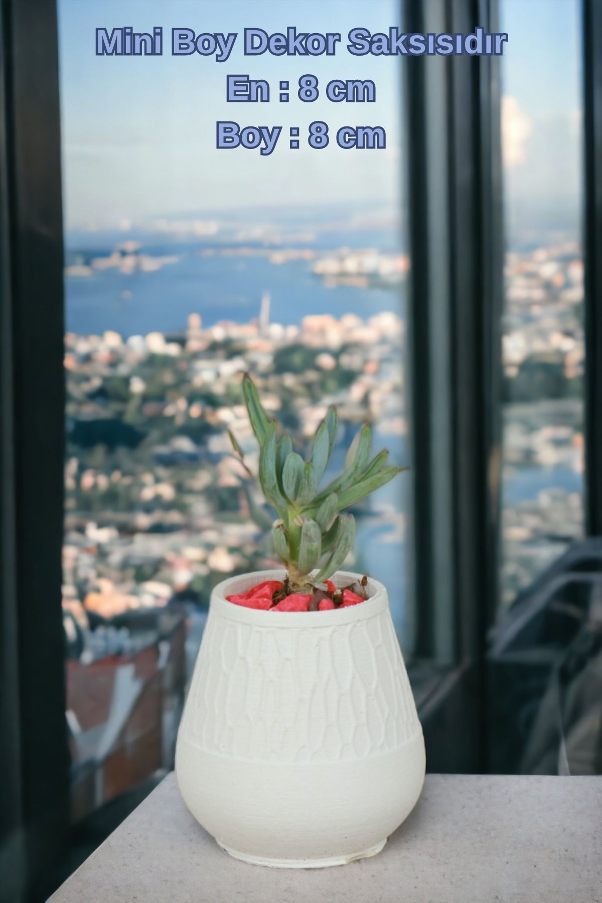 El Yapımı Saksı Beyaz Dekoratif Saksı Küçük Boy Model 35