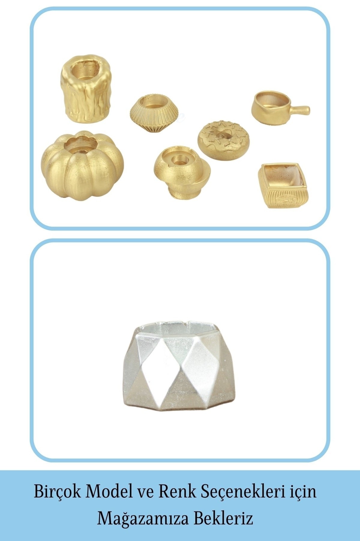 Altın Mumluk Şamdan Tealight Mum Uyumlu Poly Küçük 1 Model