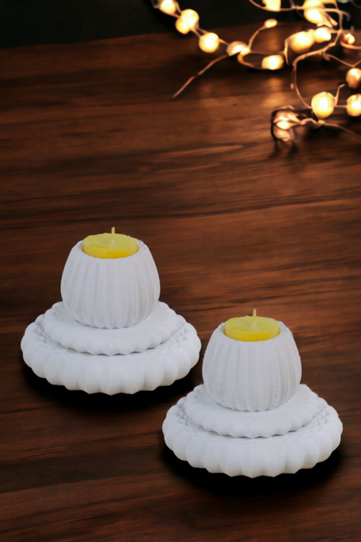 Şamdan Mumluk Dekoratif Mumluk Beyaz Renk Tealight Mumluk Model 1