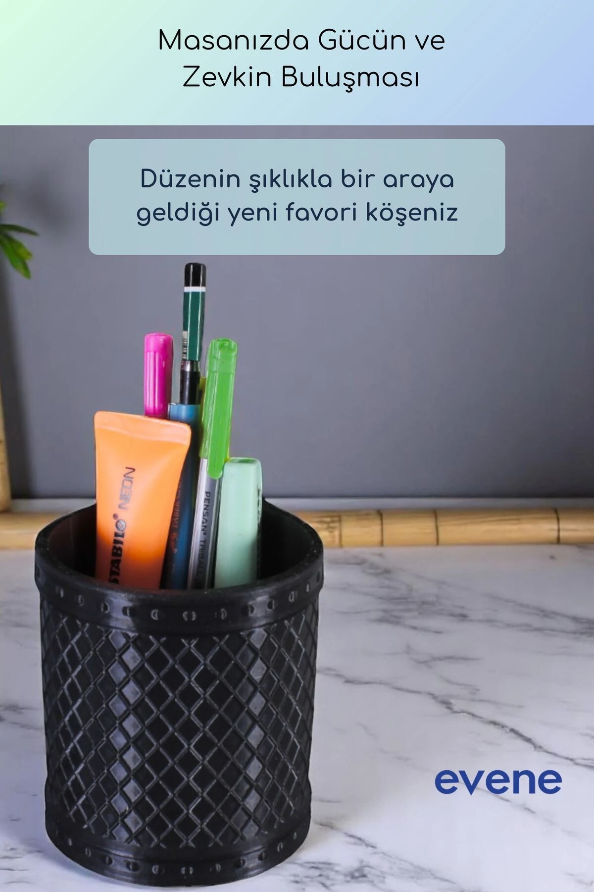 Kalemlik Masa Kalemliği Organizer Kalemlik Siyah Renk Model 90