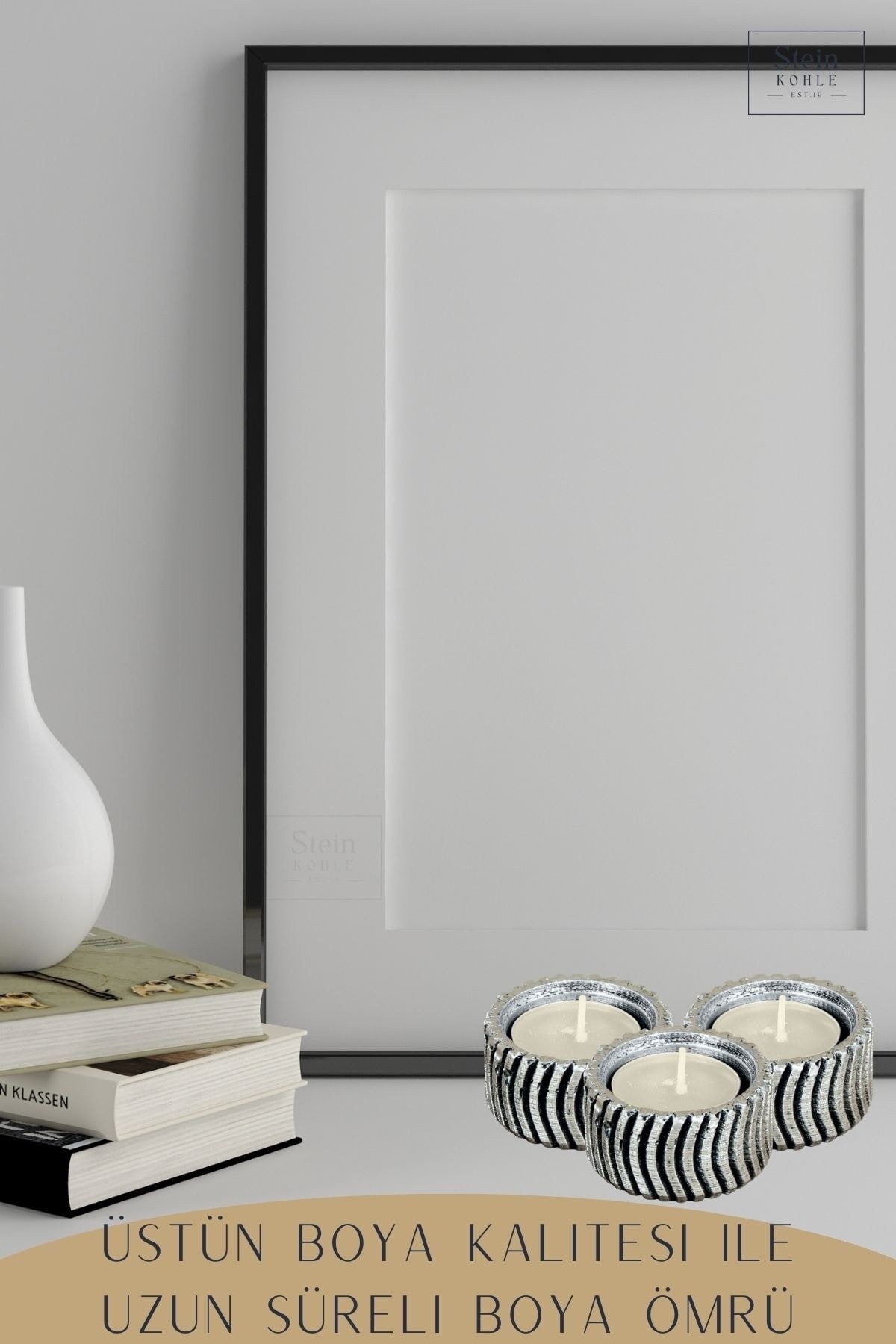 Şamdan Dekoratif Mumluk Gümüş Eskitme Şamdan Set 3 lü (Üçlü) Tealight Uyumlu Tekerlek Model