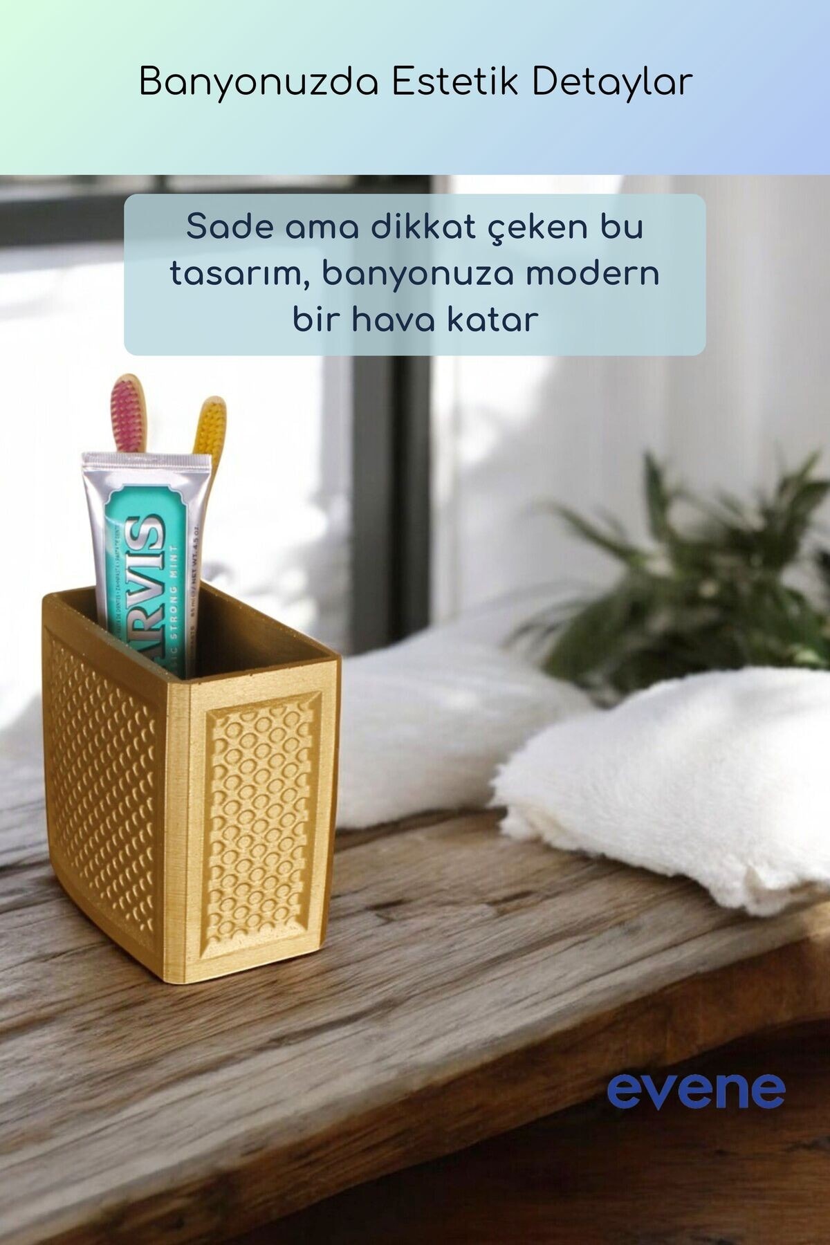 Diş Fırçalığı Diş Fırçalık Diş Fırçası Standı Diş Fırçası Tutucu Altın Renk Model 92