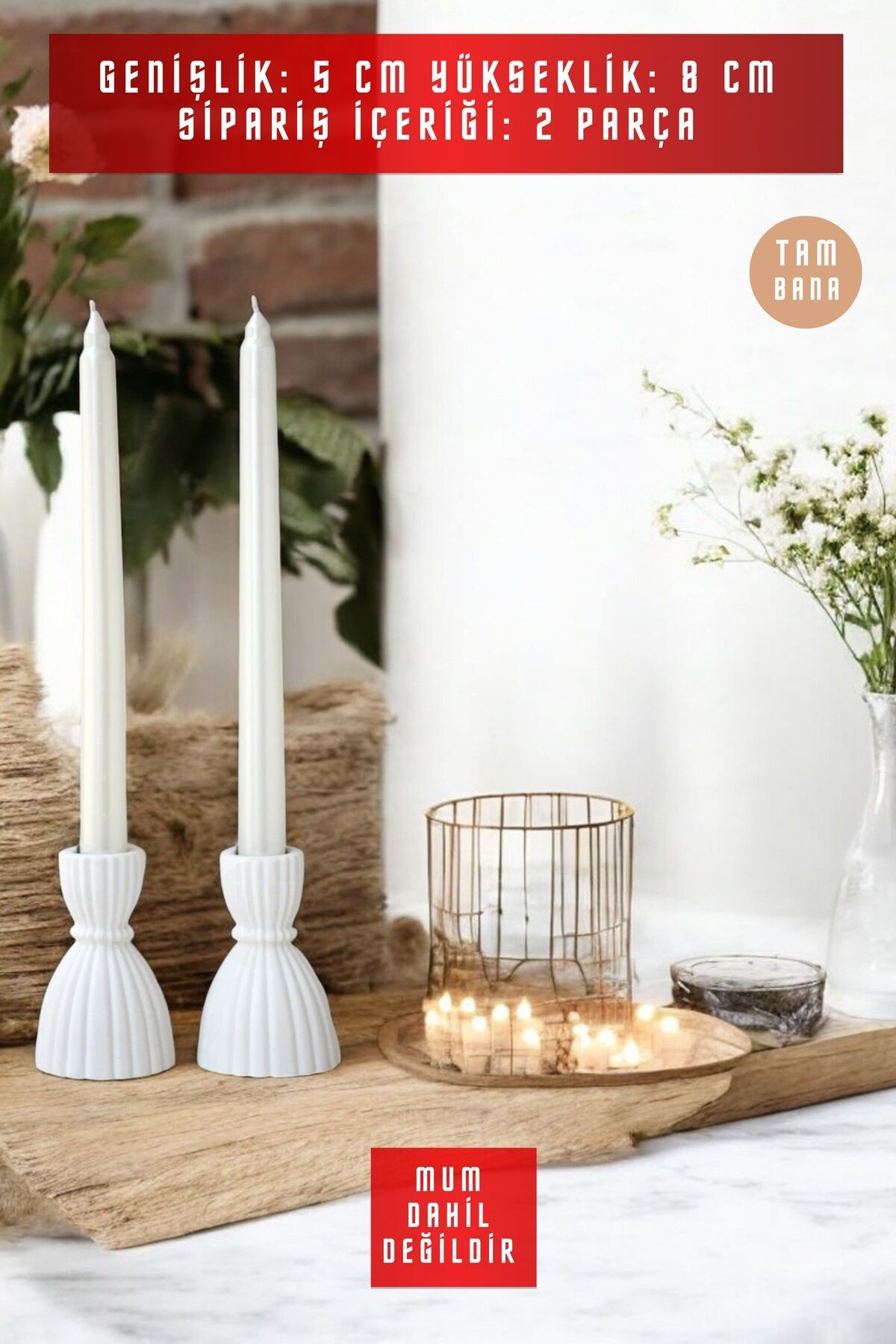 Dekoratif Mumluk Set Şamdan El Yapımı Model 47