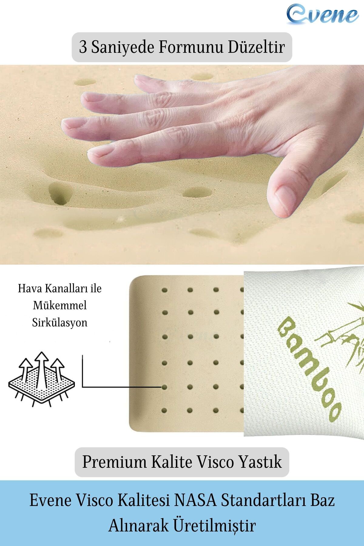 Ortopedik Yastık Visco Yastık Bambu Yastık Boyun Destekli Ortopedik Yastık Terletmeyen Model 2