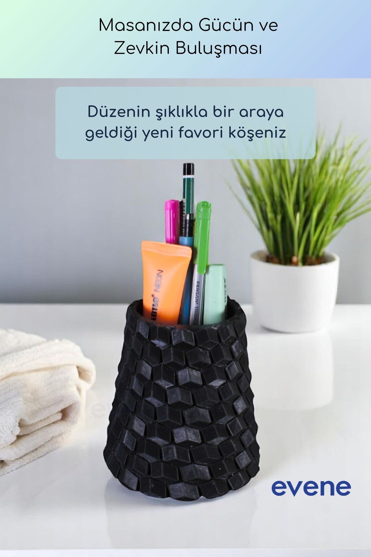Kalemlik Masa Kalemliği Organizer Kalemlik Siyah Renk Model 84
