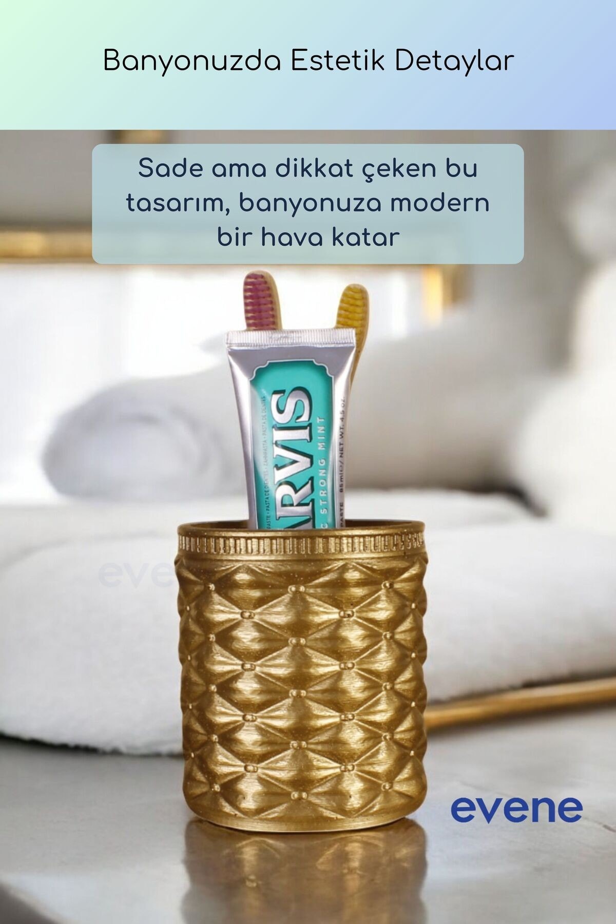Diş Fırçalığı Diş Fırçalık Diş Fırçası Standı Diş Fırçası Tutucu Altın Renk Model 85