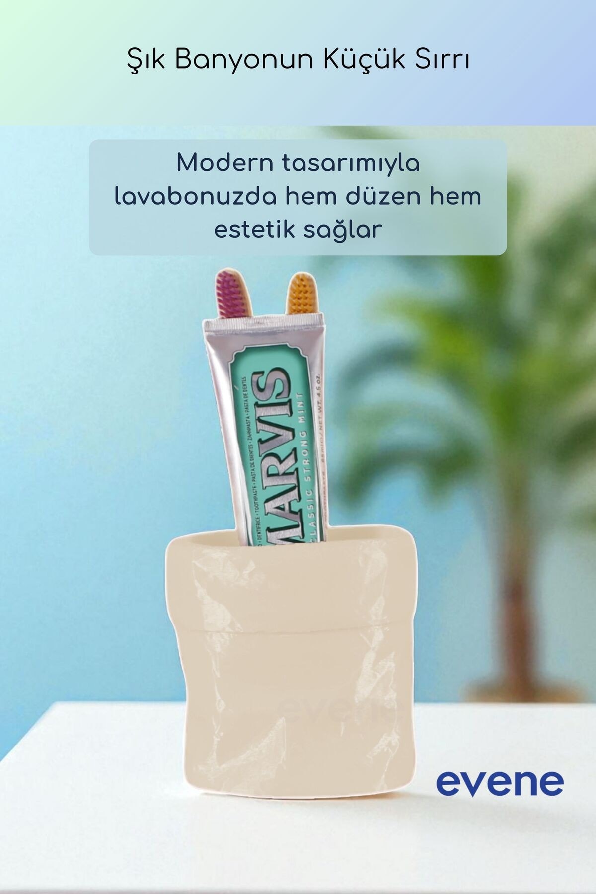 Diş Fırçalığı Diş Fırçalık Diş Fırçası Standı Diş Fırçası Tutucu Krem Renk Model 80