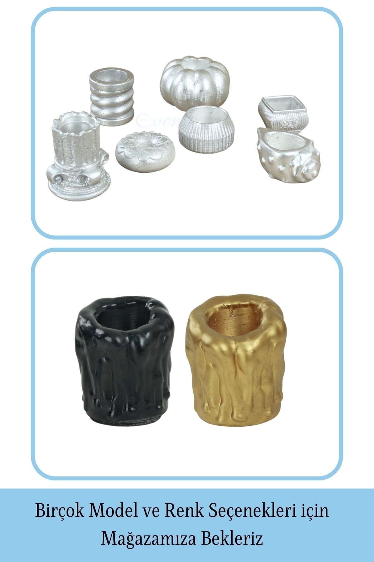 Gümüş Mumluk Şamdan Tealight Mum Uyumlu Orta Erimiş Mum Model