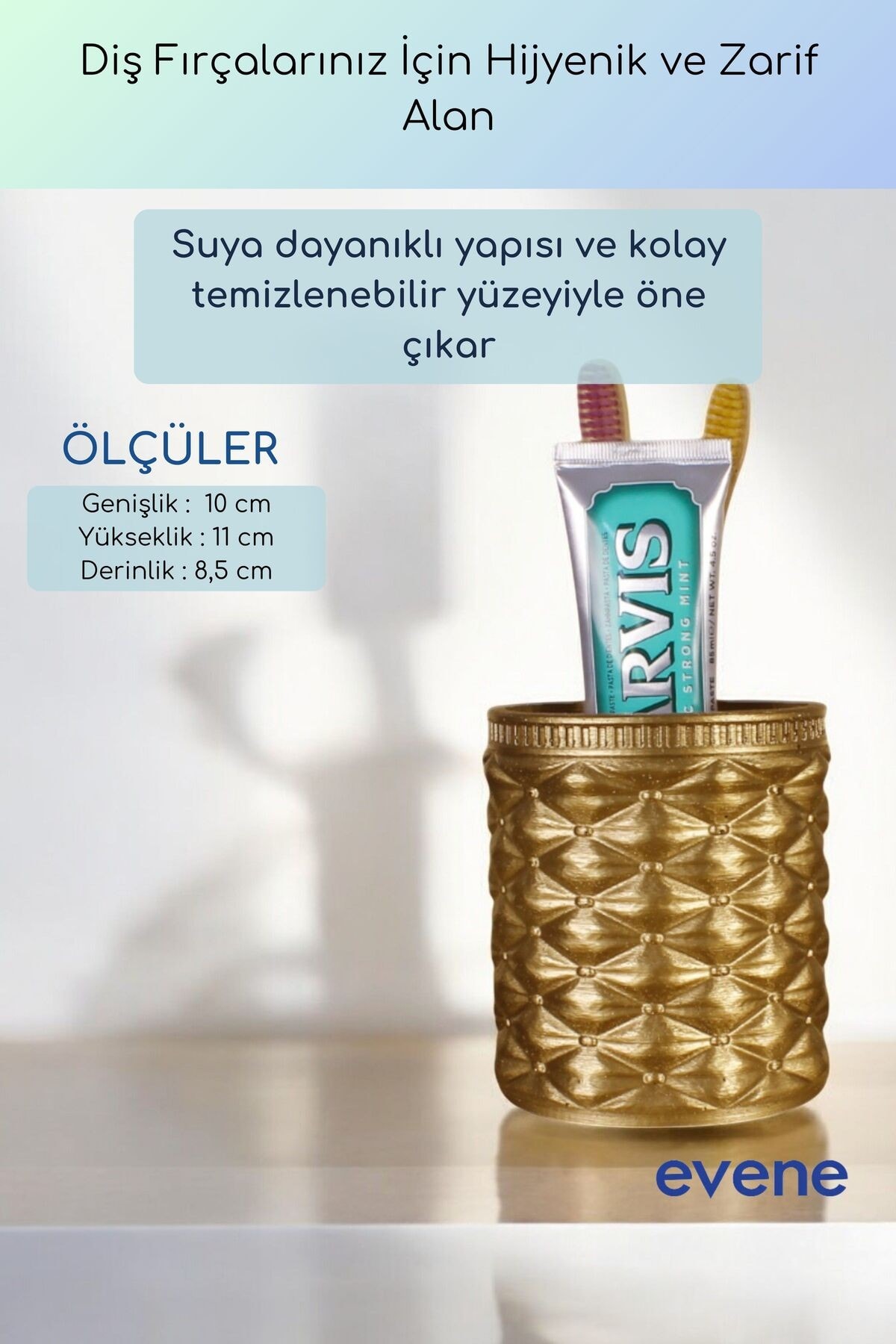 Diş Fırçalığı Diş Fırçalık Diş Fırçası Standı Diş Fırçası Tutucu Altın Renk Model 85