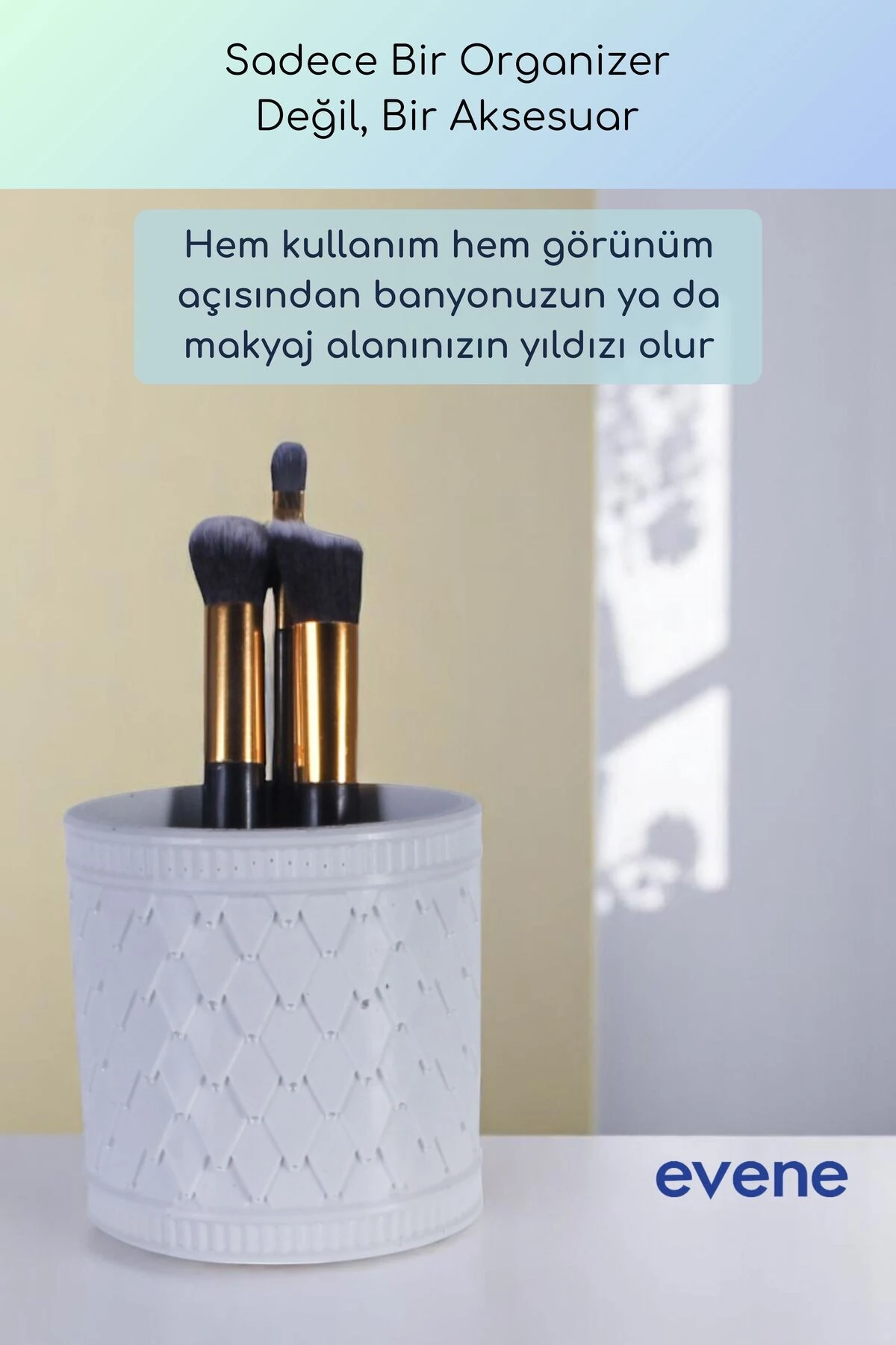 Makyaj Organizeri Makyaj Fırçalığı Makyaj Organizer Düzenleyici Beyaz Renk Model 87