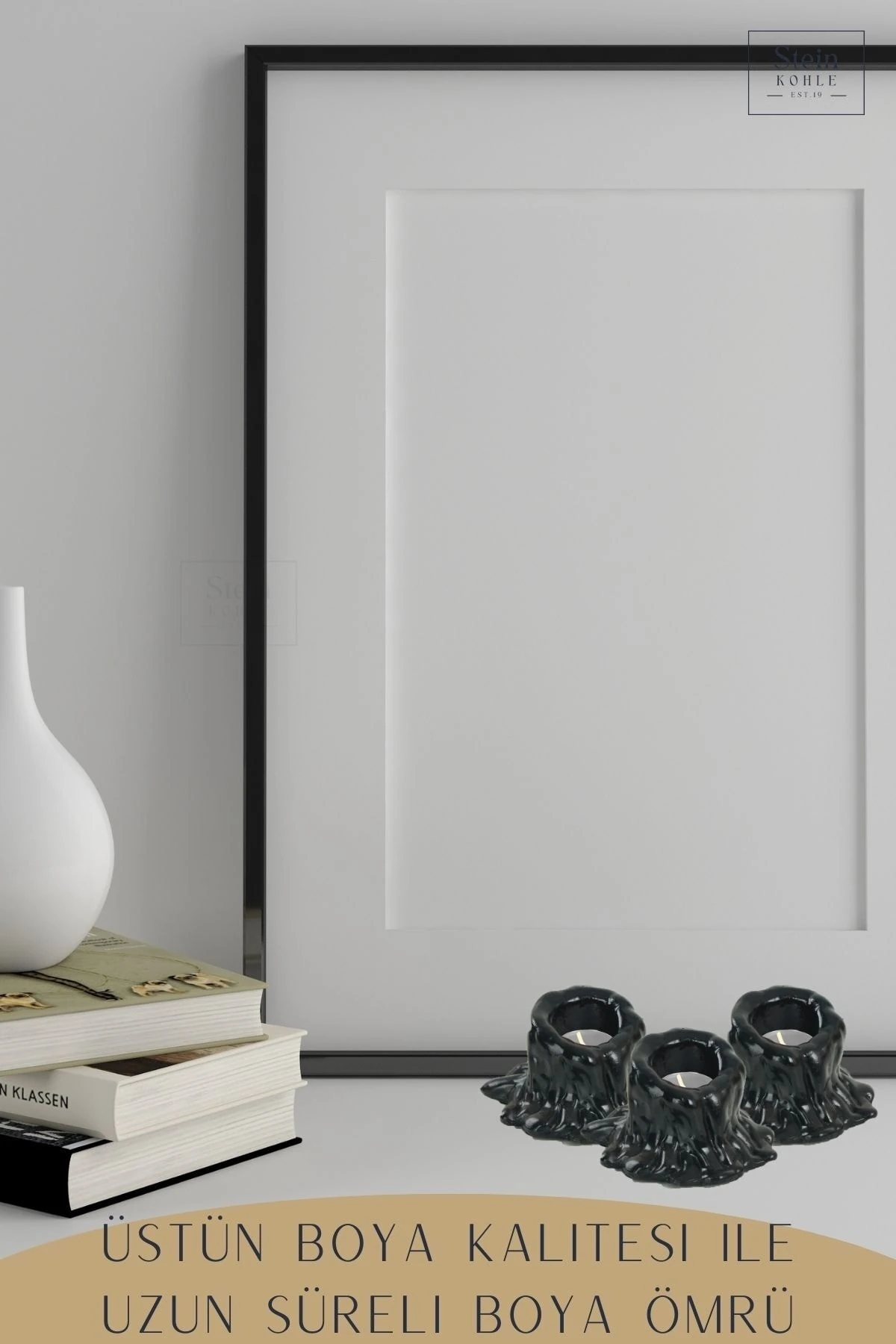 Şamdan Dekoratif Mumluk Siyah Şamdan Set 3 lü (Üçlü) Tealight Uyumlu Erimiş Mum Küçük Model