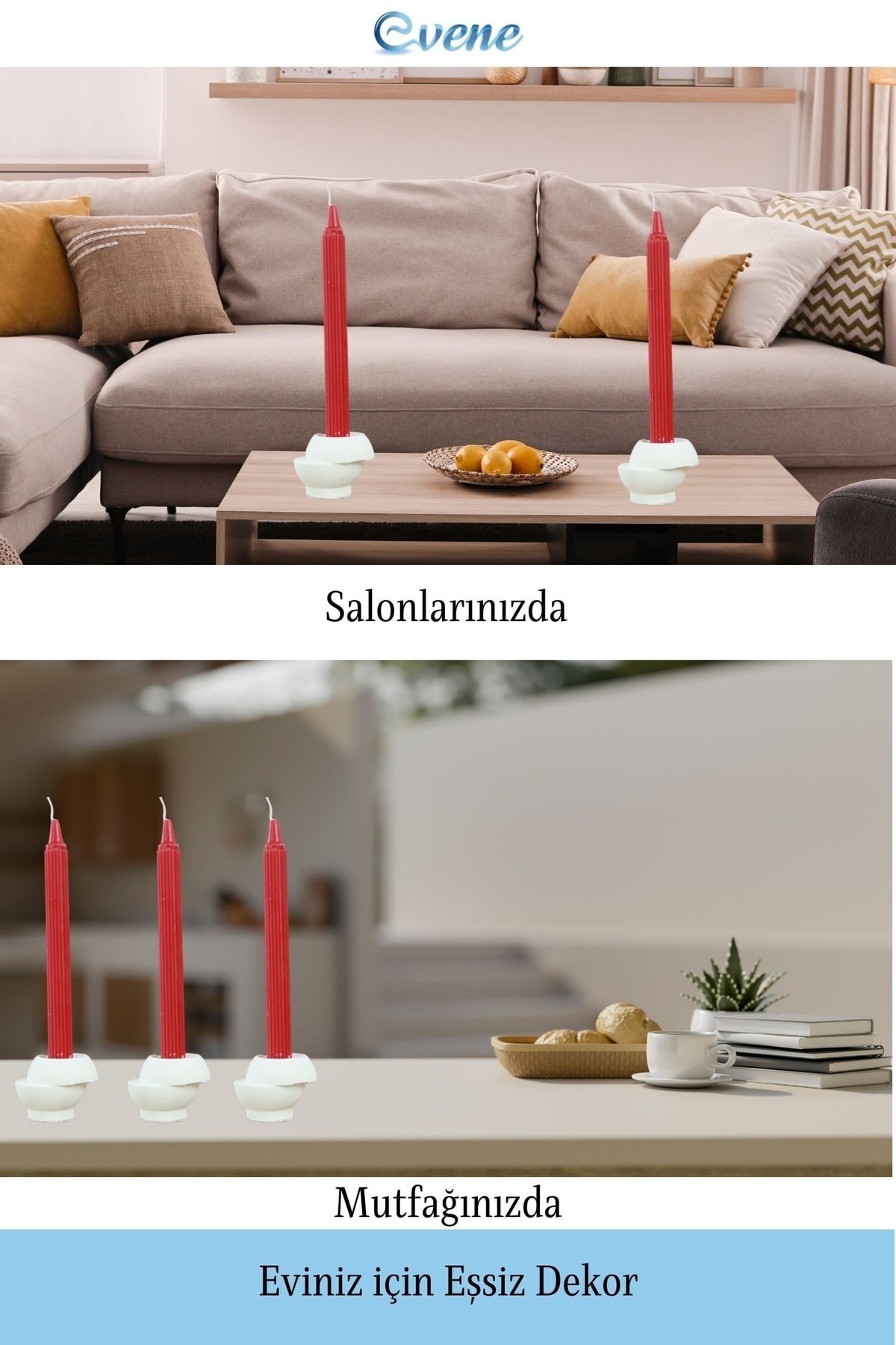 Beyaz Mumluk Şamdan Tealight ve İnce Mum Uyumlu Kesik Model
