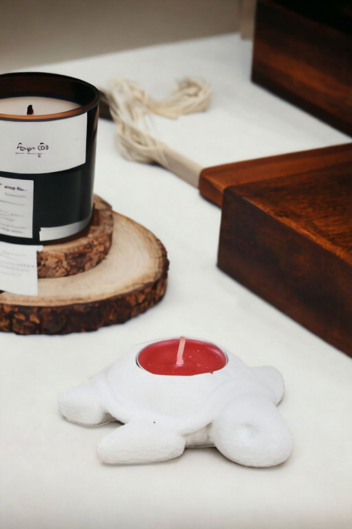 Şamdan Mumluk Dekoratif Mumluk Beyaz Renk Tealight Mumluk Model 41