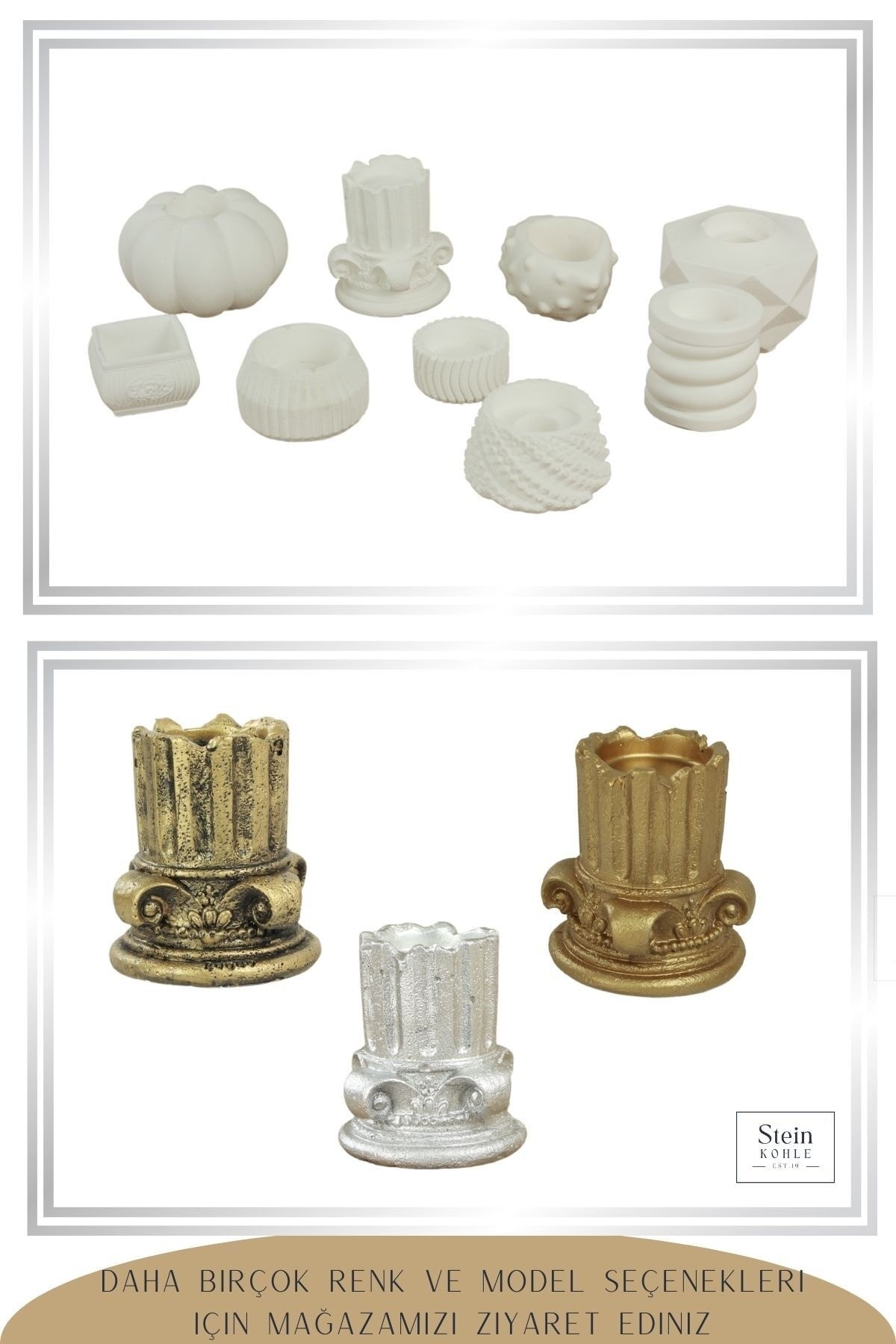 Şamdan Dekoratif Mumluk Beyaz Şamdan Tealight Mum Uyumlu Sütun Model