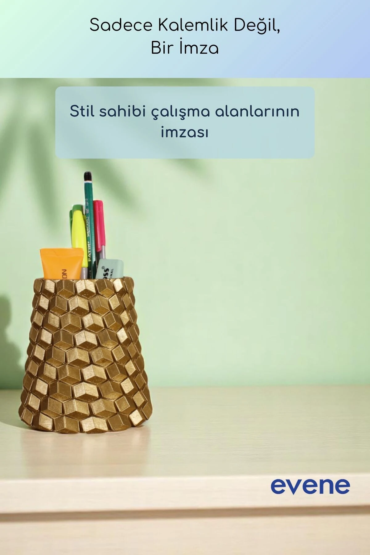 Kalemlik Masa Kalemliği Organizer Kalemlik Altın Renk Model 84