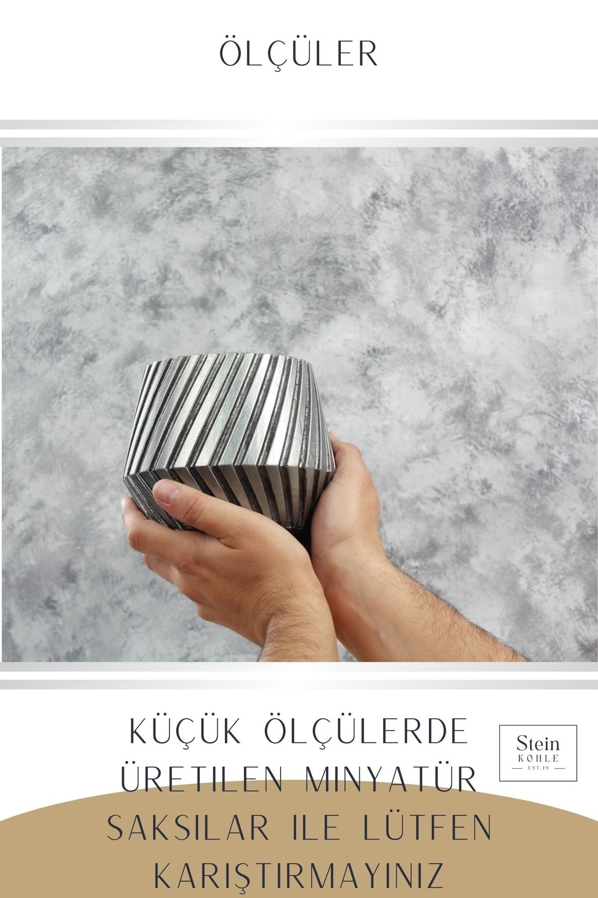 Çiçek Saksısı Büyük Boy 2 Adet Gümüş Renk Eskitme Uygulamalı Dişli Model