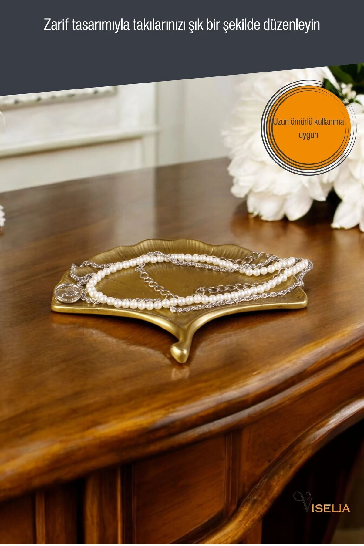 Takı Tabağı Takı Organizeri Takı Makyaj Kozmetik Düzenleyici Altın Eskitme Renk Model 19