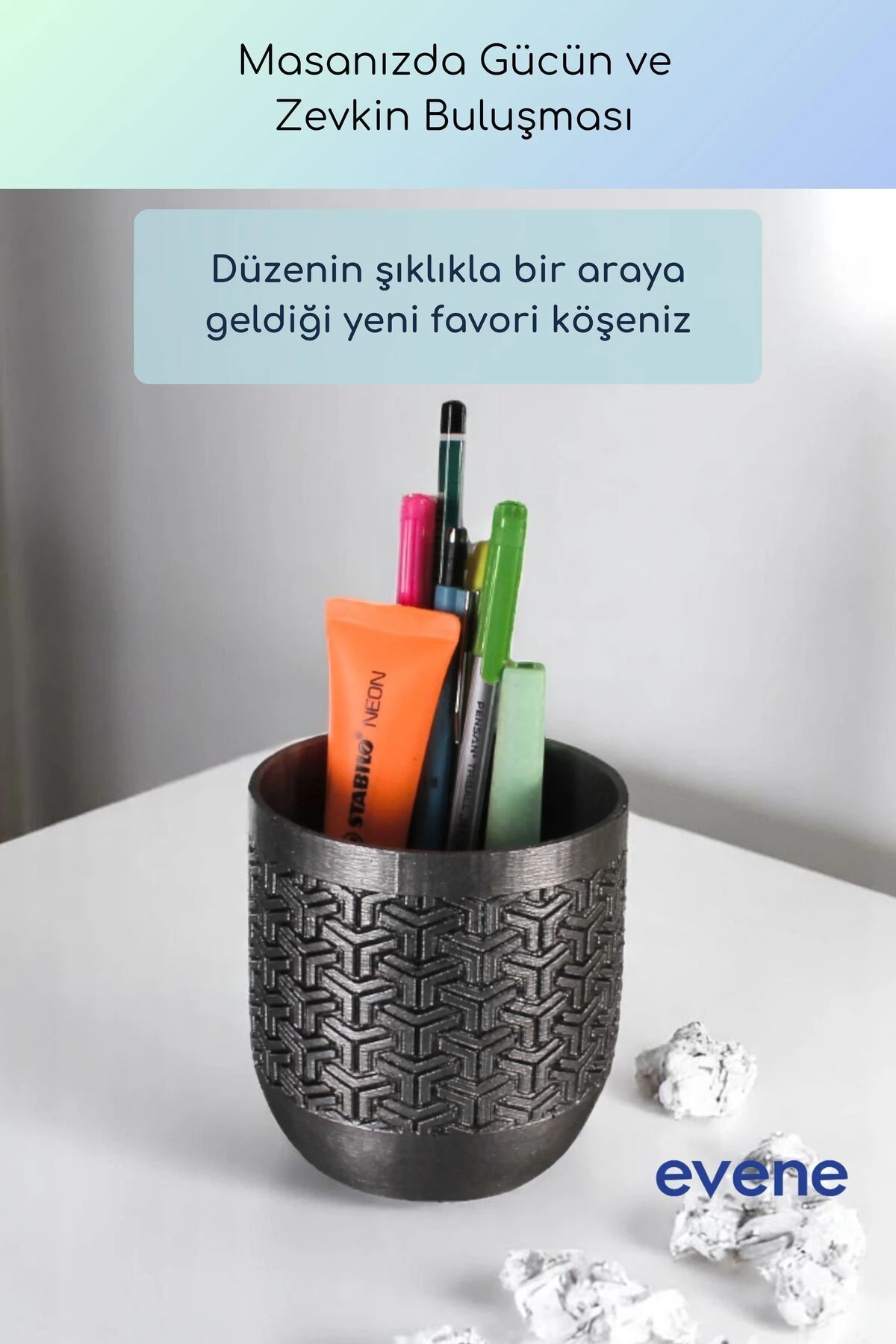 Kalemlik Masa Kalemliği Organizer Kalemlik Gümüş Eskitme Renk Model 77