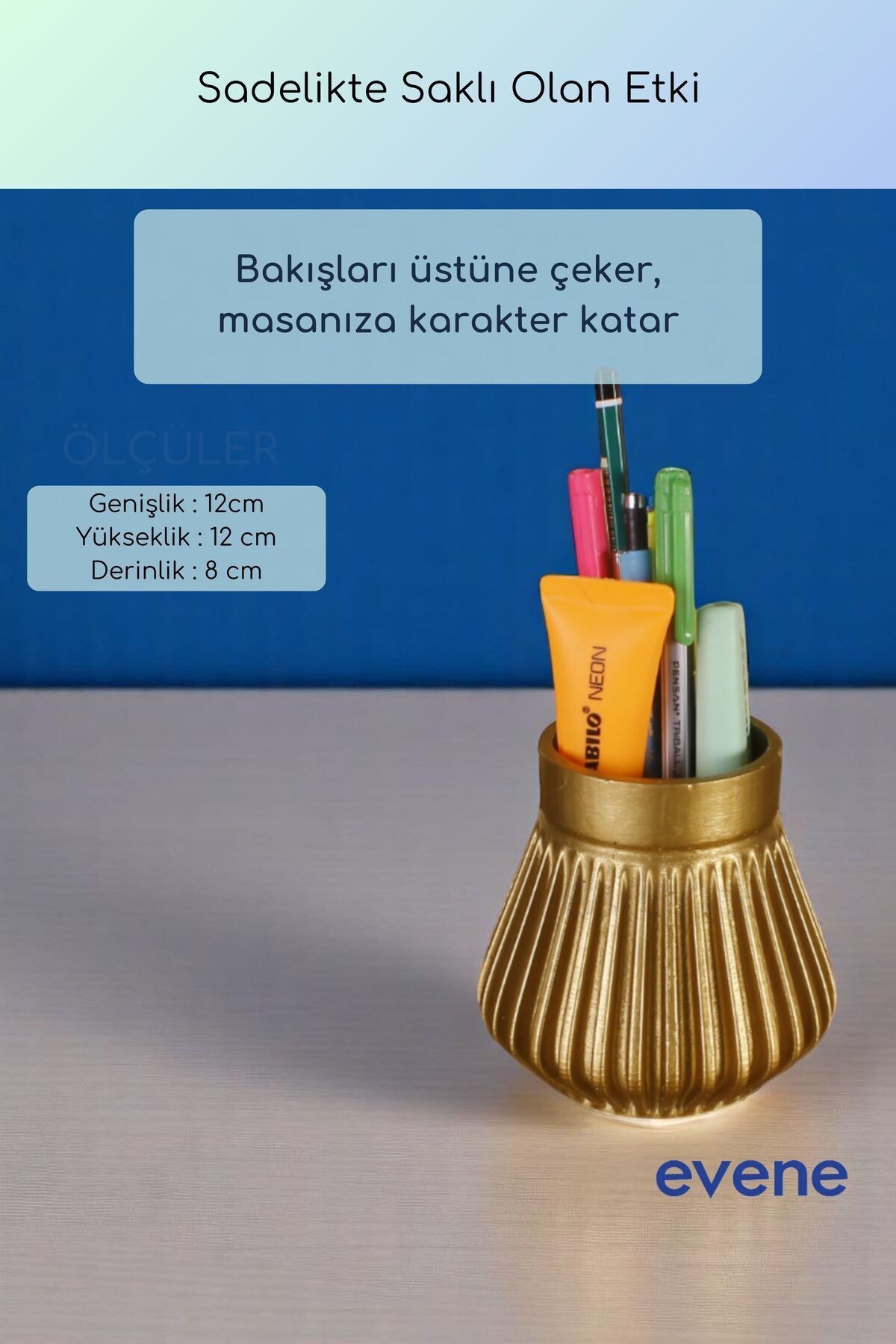 Kalemlik Masa Kalemliği Organizer Kalemlik Altın Renk Model 83