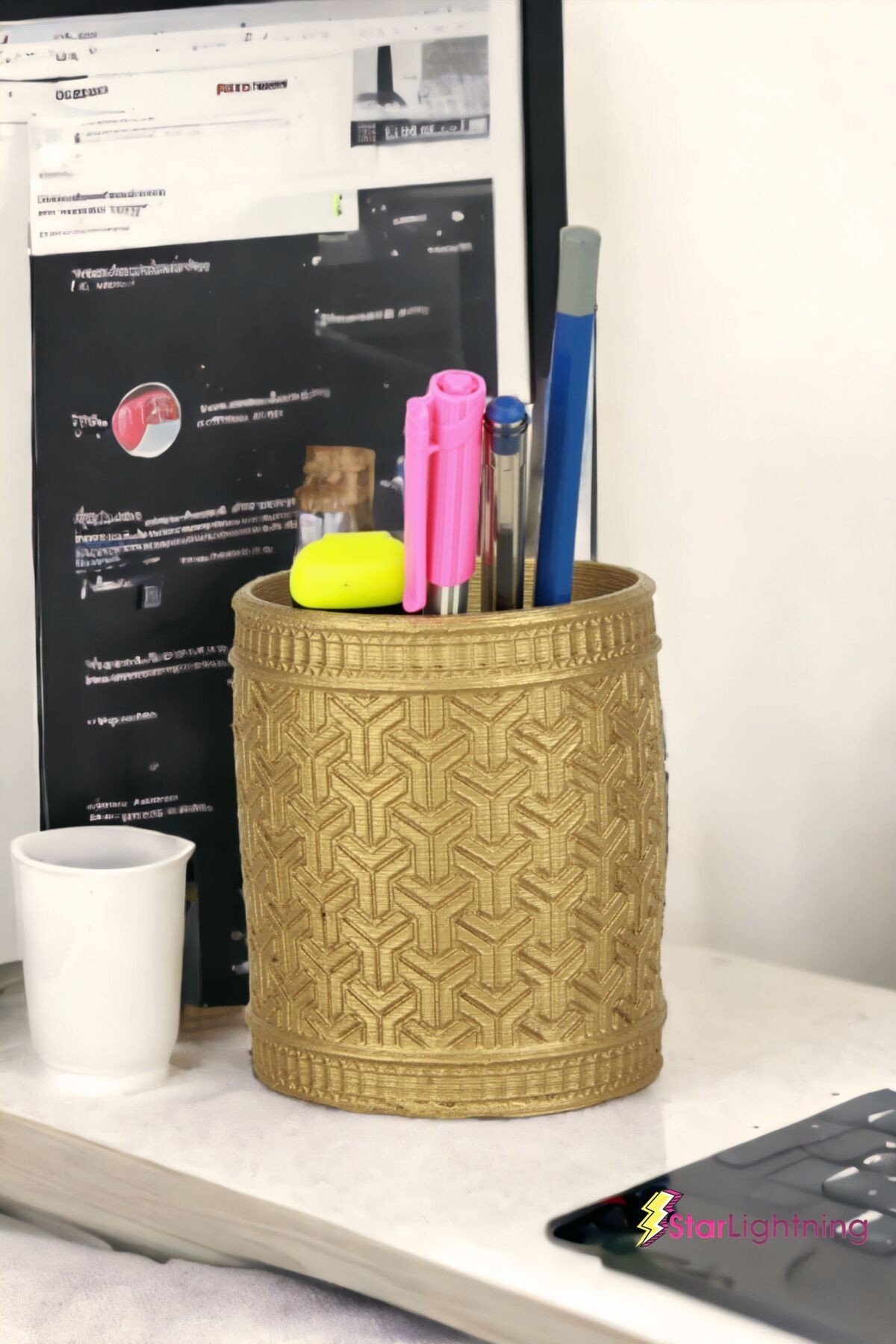Kalemlik Altın Renk Masa Kalemliği Organizer Kalemlik Model 4
