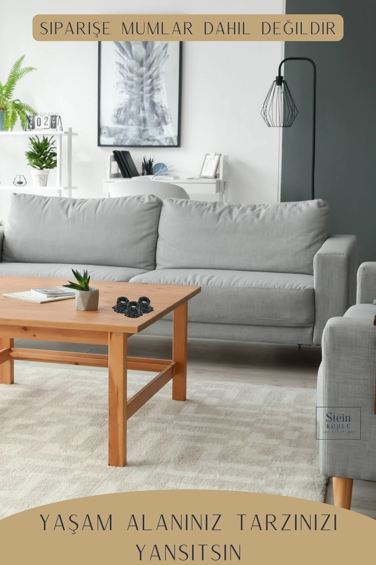 Şamdan Dekoratif Mumluk Siyah Şamdan Set 3 lü (Üçlü) Tealight Uyumlu Erimiş Mum Küçük Model