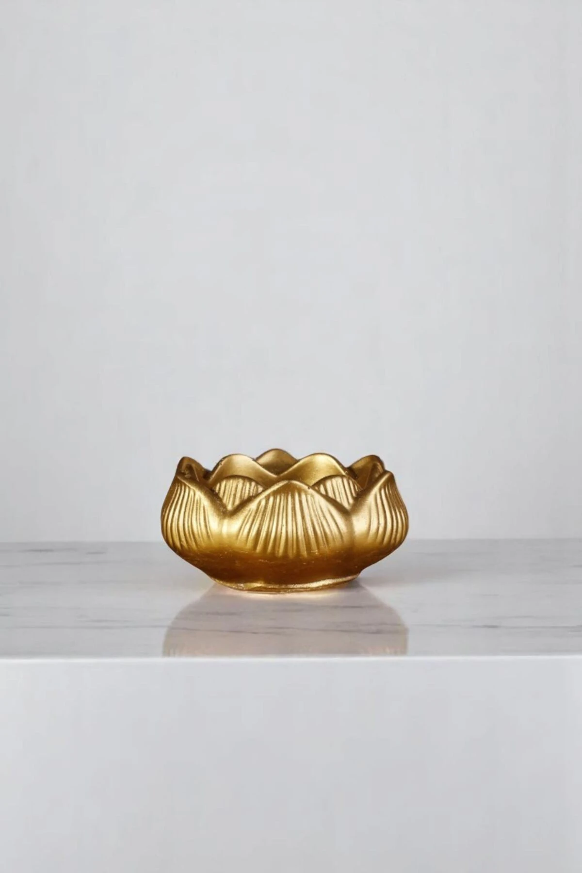 Mumluk Şamdan Ince Mum Uyumlu Altın Renk Model 53 image