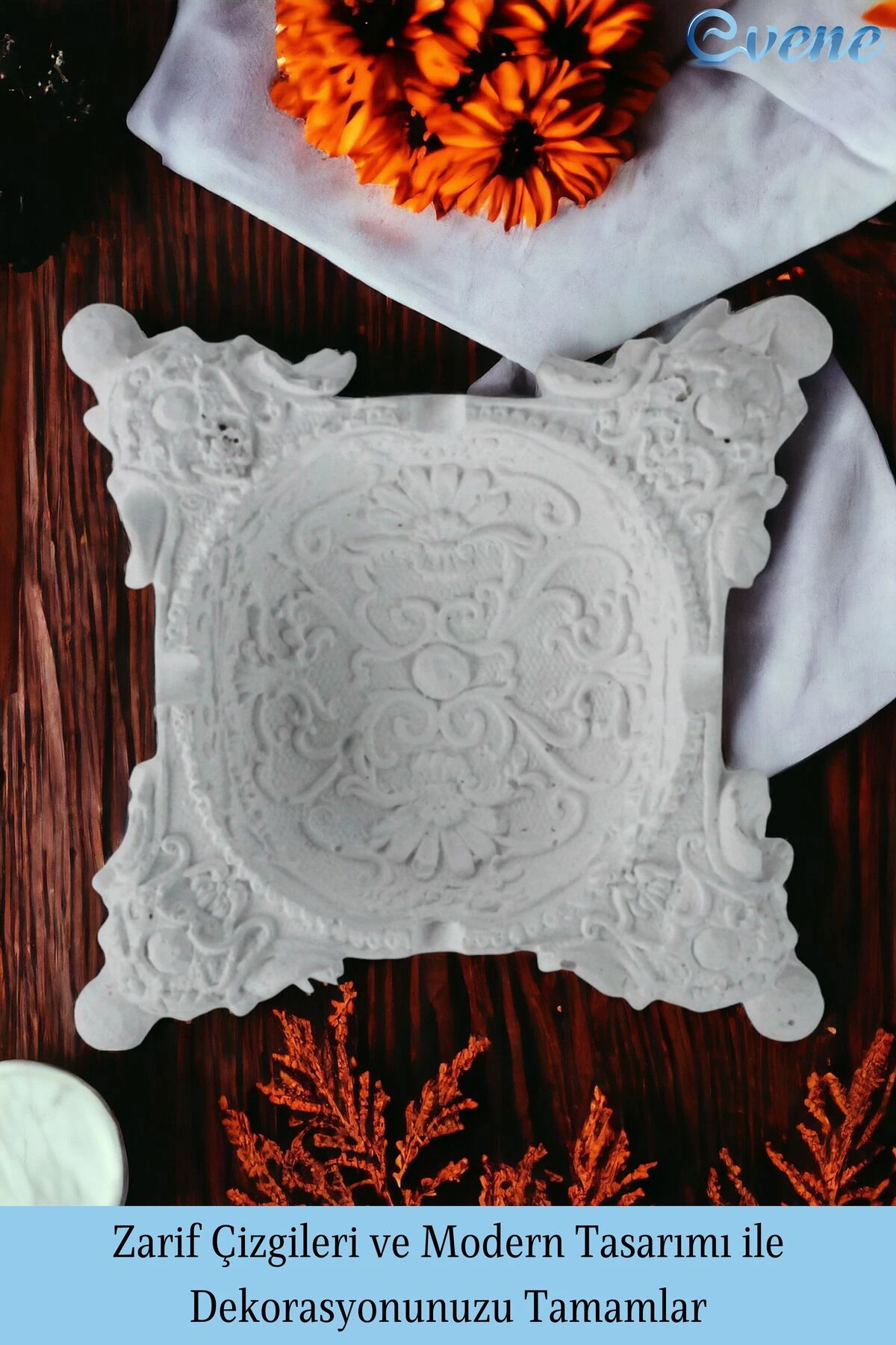 Küllük Beyaz Kül Tablası Dekoratif Küllük 2 Adet Model 6