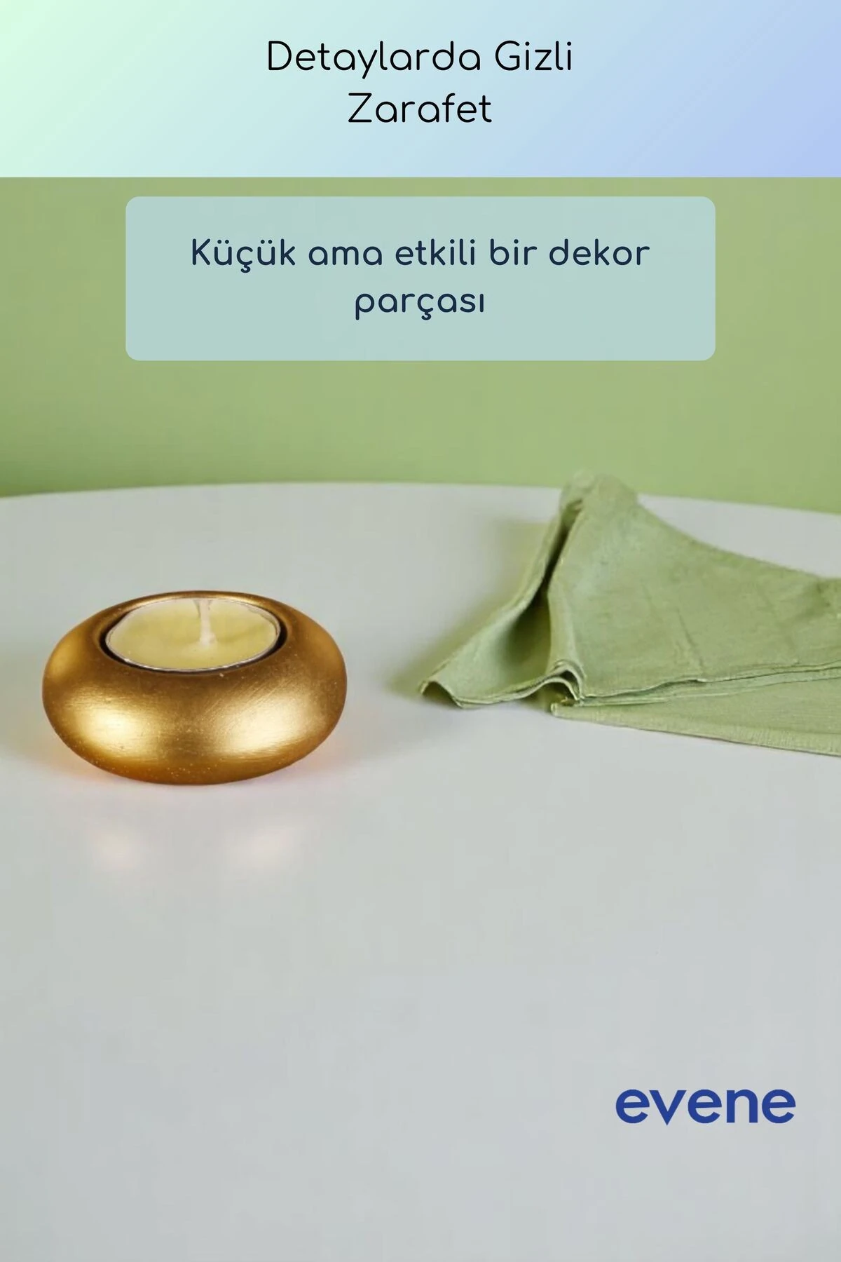 Mumluk Şamdan Ince Mum Uyumlu Altın Renk Model 66