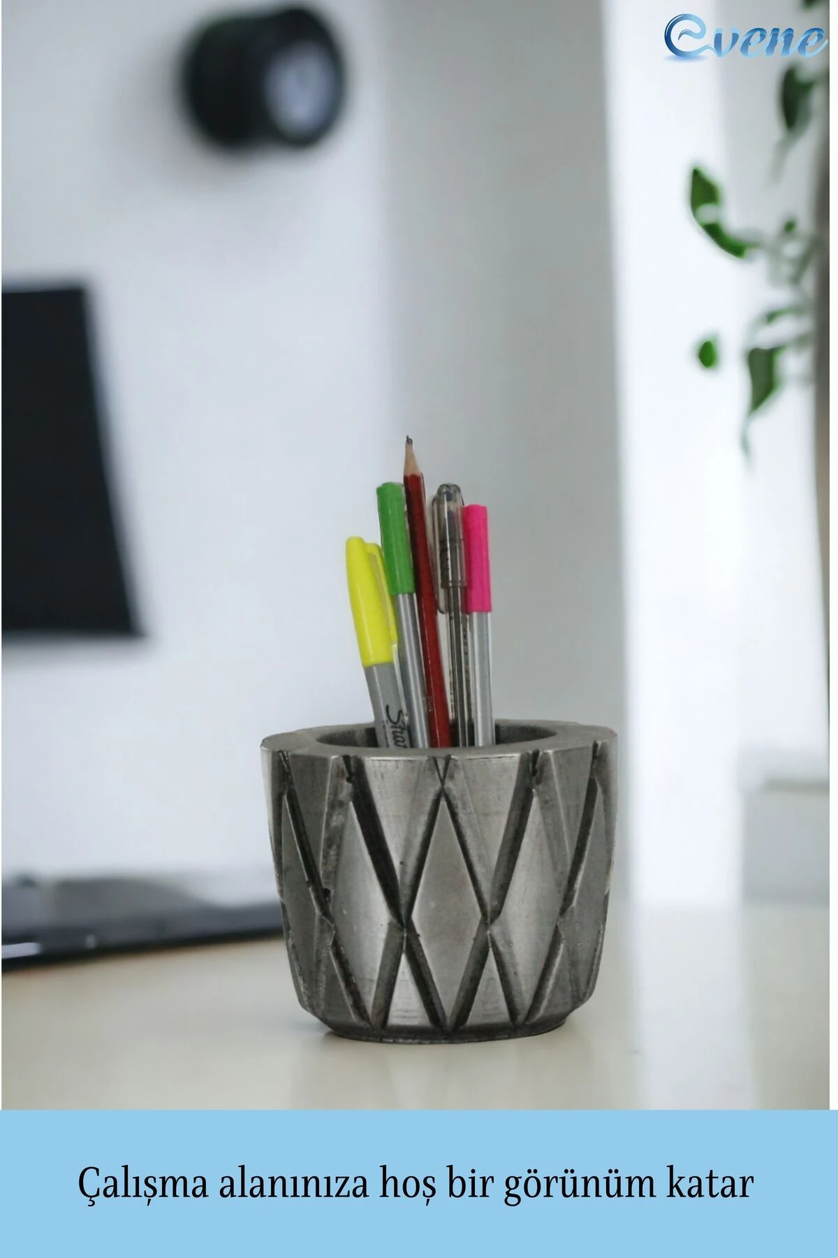 Kalemlik Gümüş Eskitme Renk Masa Kalemliği Organizer Kalemlik Model 18