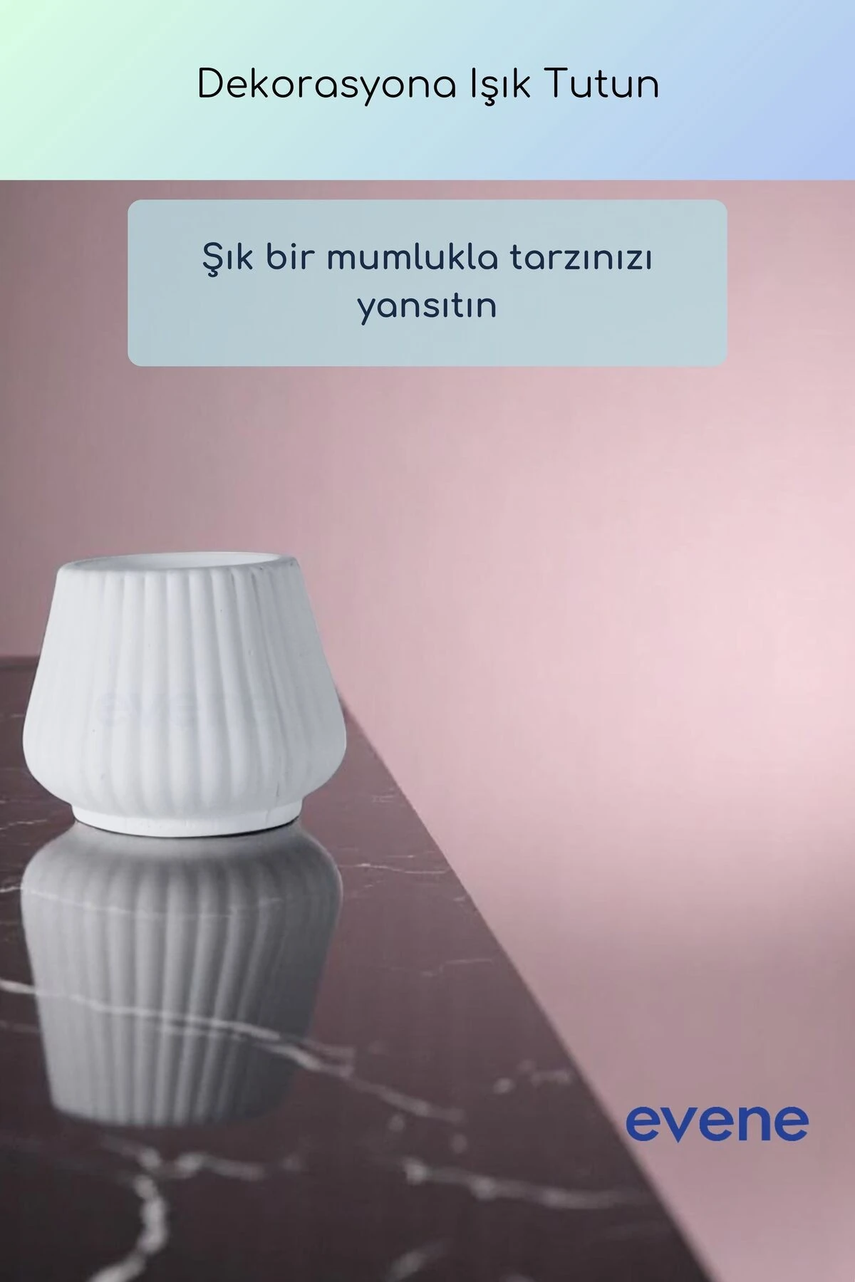 Mumluk Şamdan Ince Mum Uyumlu Beyaz Renk Model 54