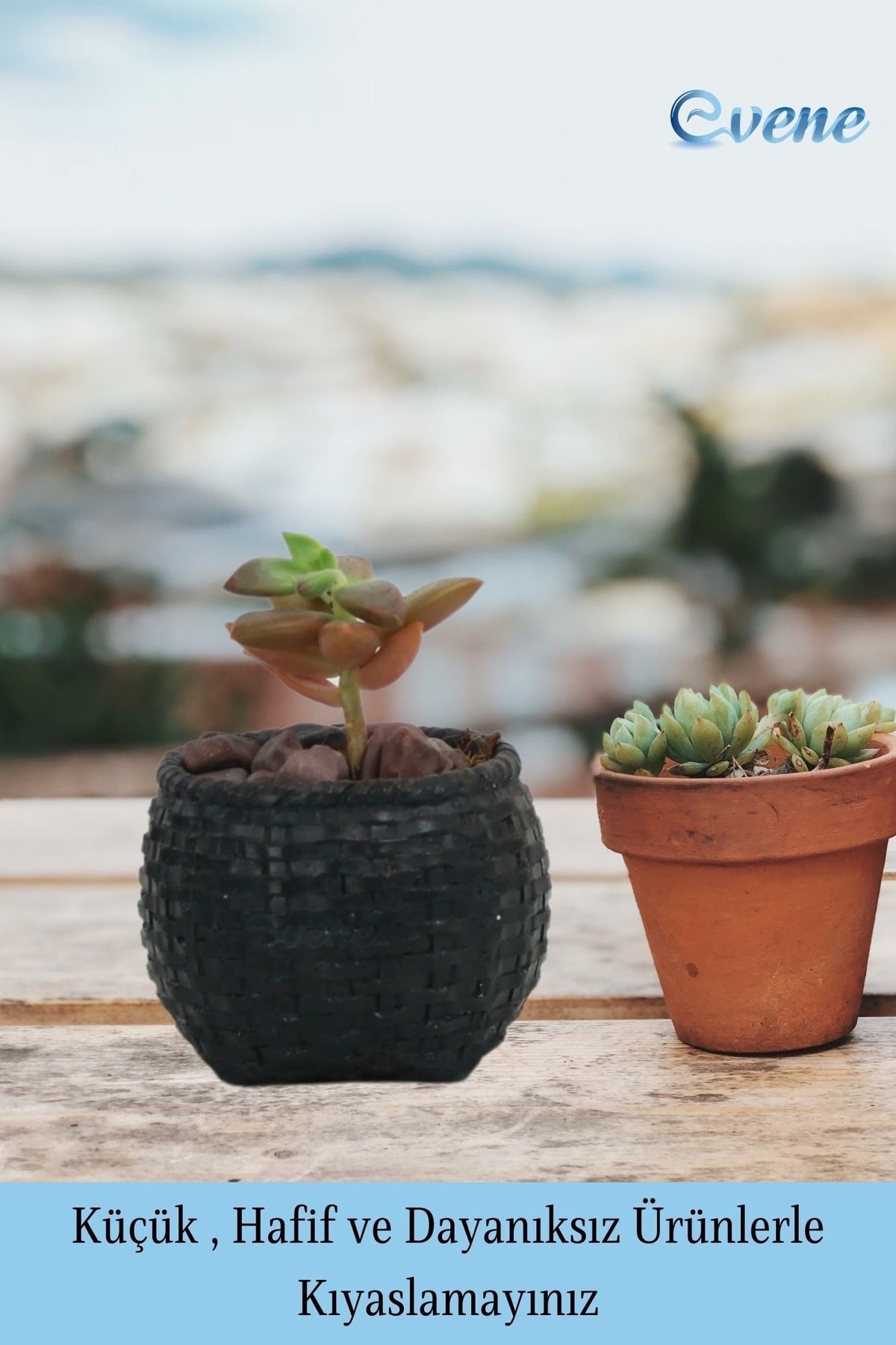 Mini Çiçek Saksı Küçük Sukulent Siyah Kaktüs Saksısı Sepet Örgü Saksı Model