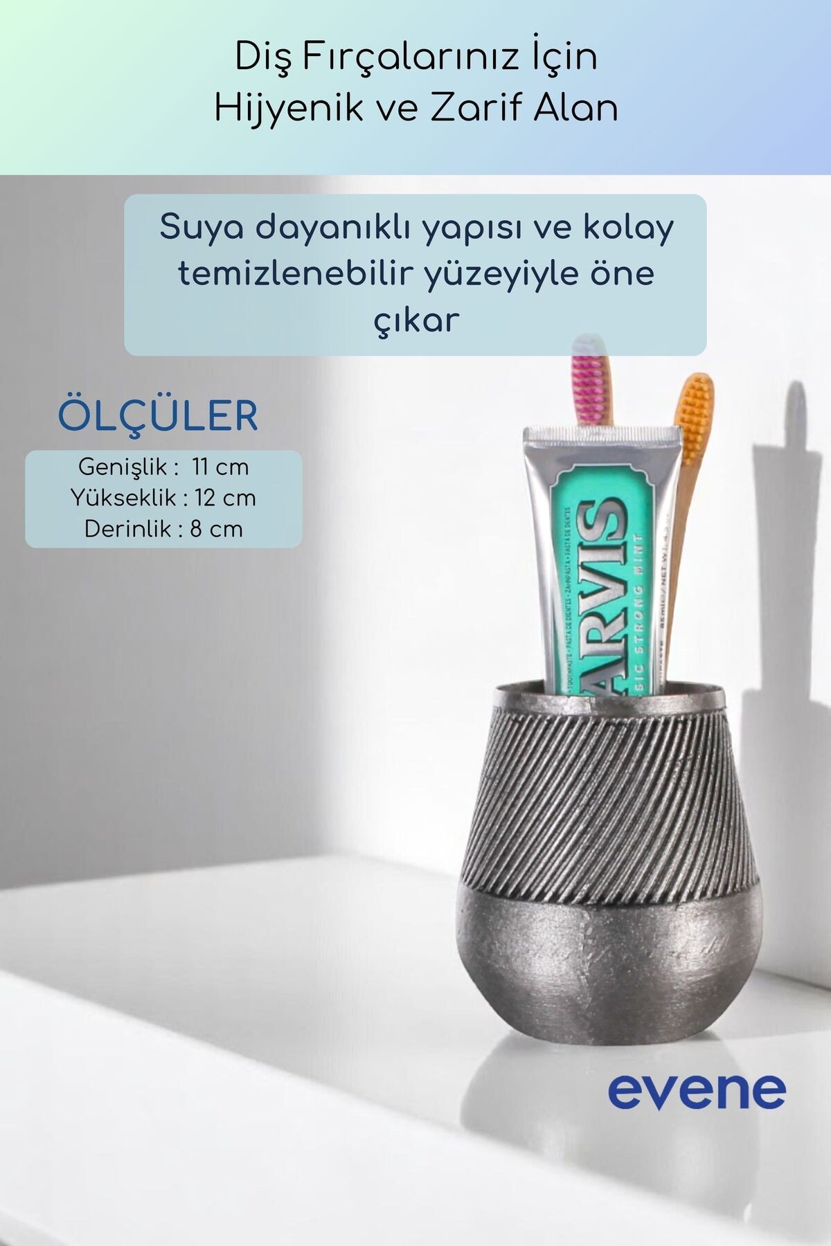Diş Fırçalığı Diş Fırçalık Diş Fırçası Standı Diş Fırçası Tutucu Gümüş Eskitme Renk Model 89