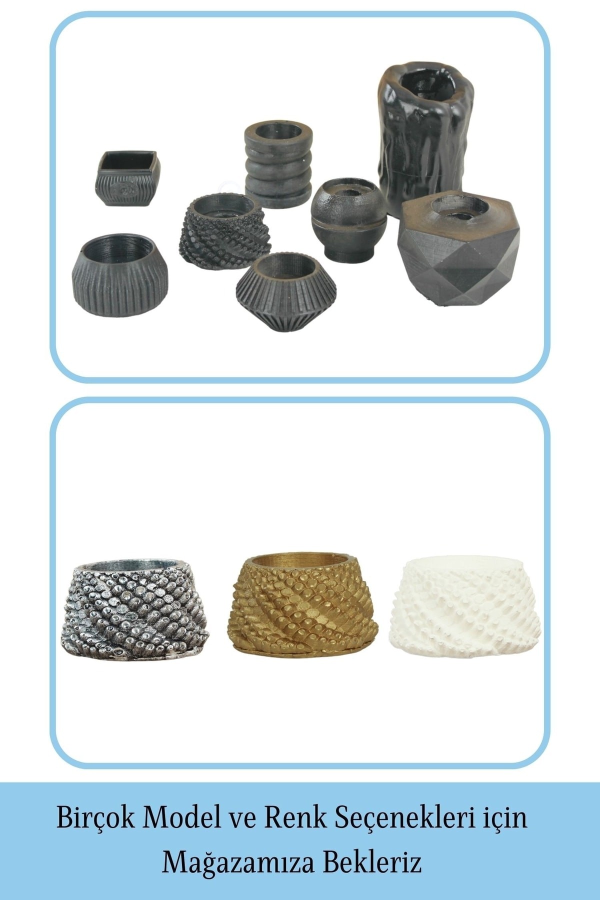 Siyah Mumluk Şamdan Tealight ve İnce Mum Uyumlu Ejderha Yumurtası Model